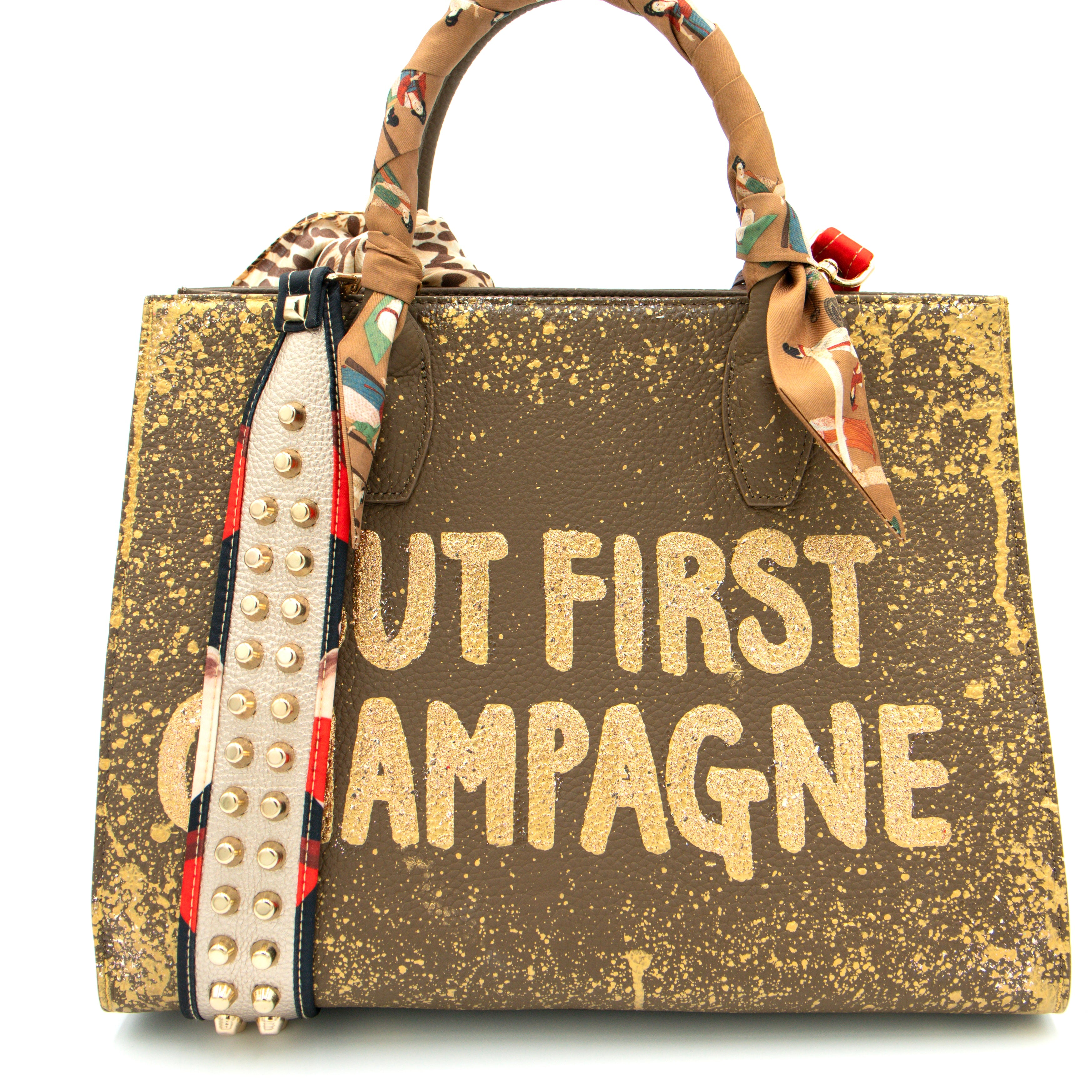 Anca Barbu Sophia Bag, But First Champagne, Gold
