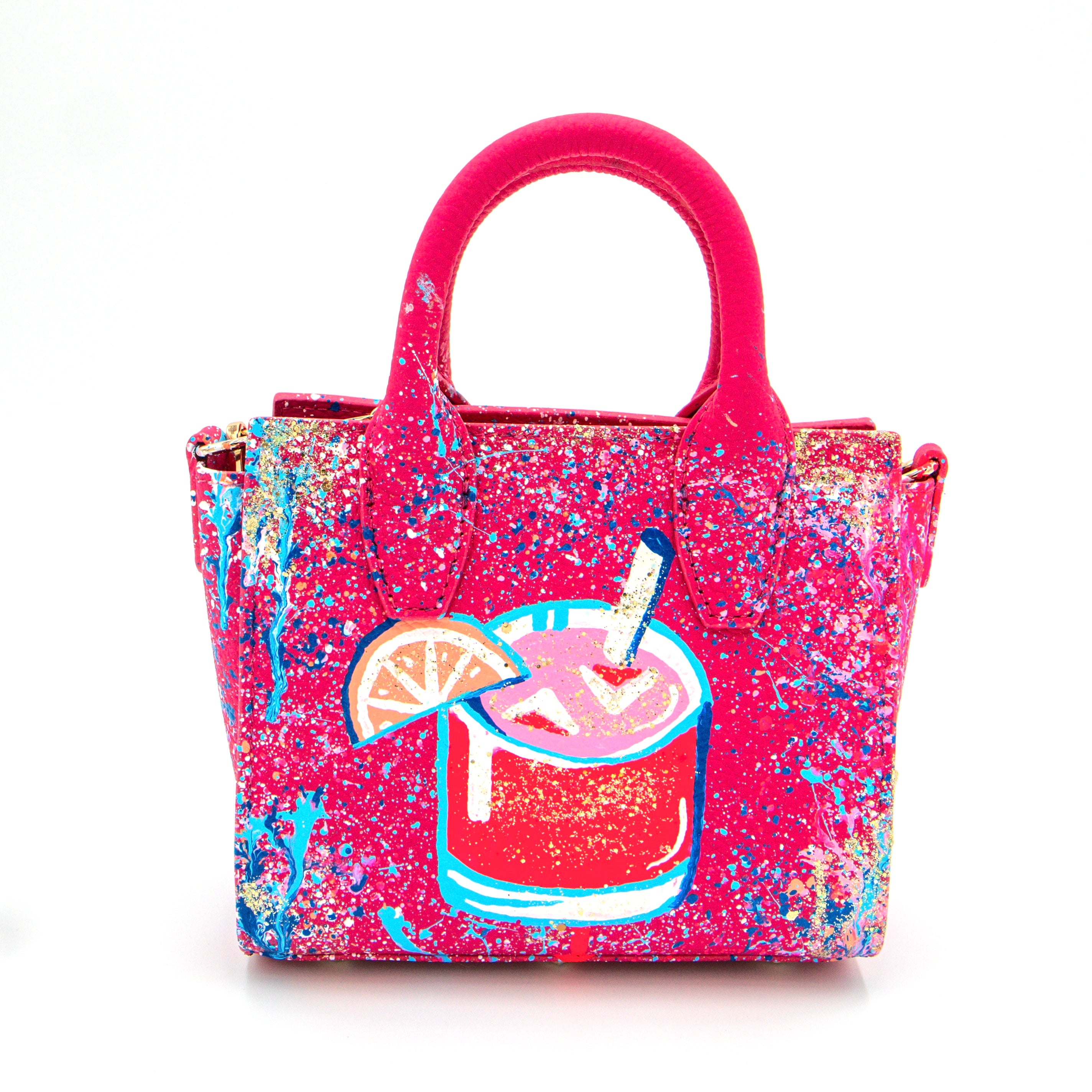 Anca Barbu Camila Bag, Cocktail With Cherries and Oranges, Pink and Blue