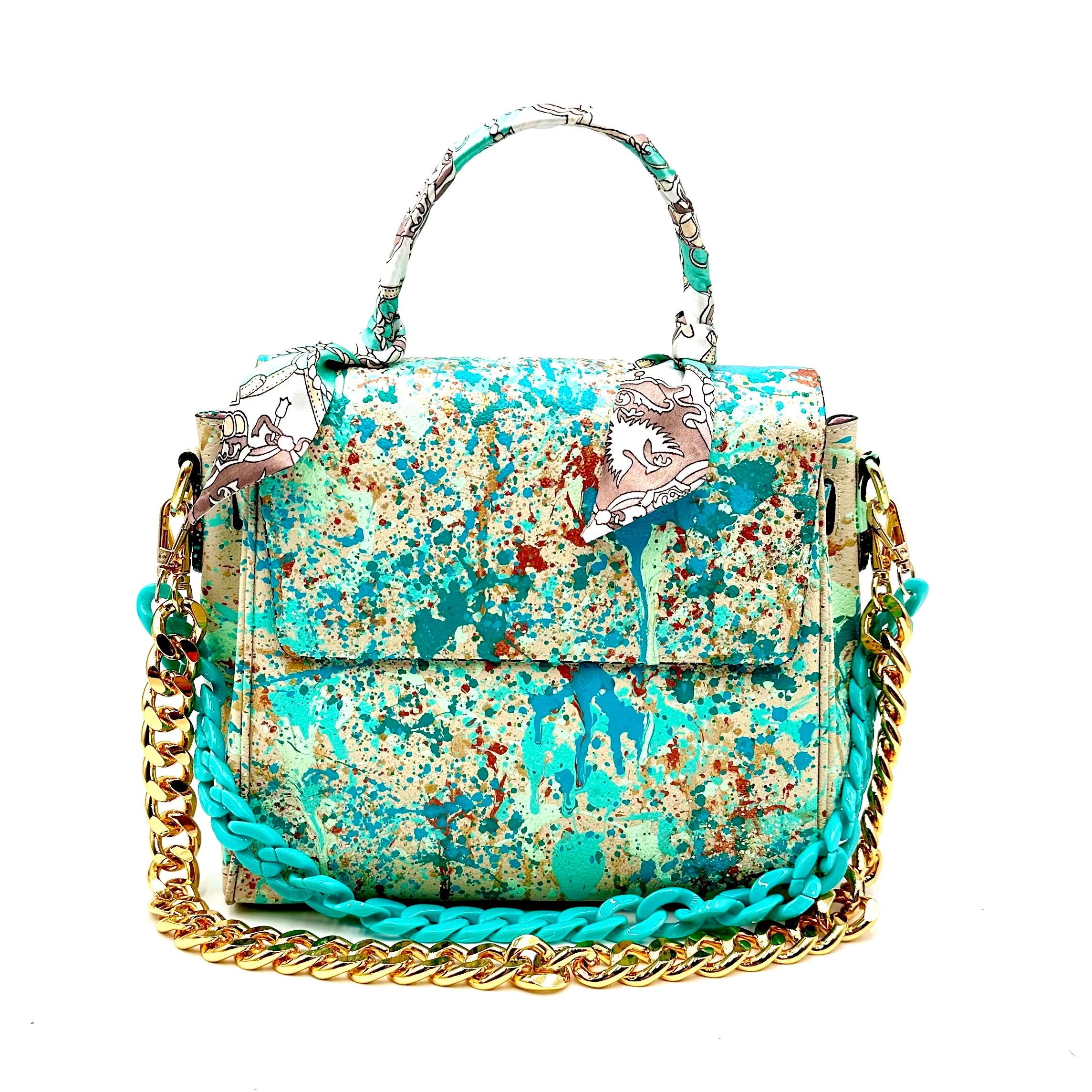 Anca Barbu Vicky white “turquoise splashes”