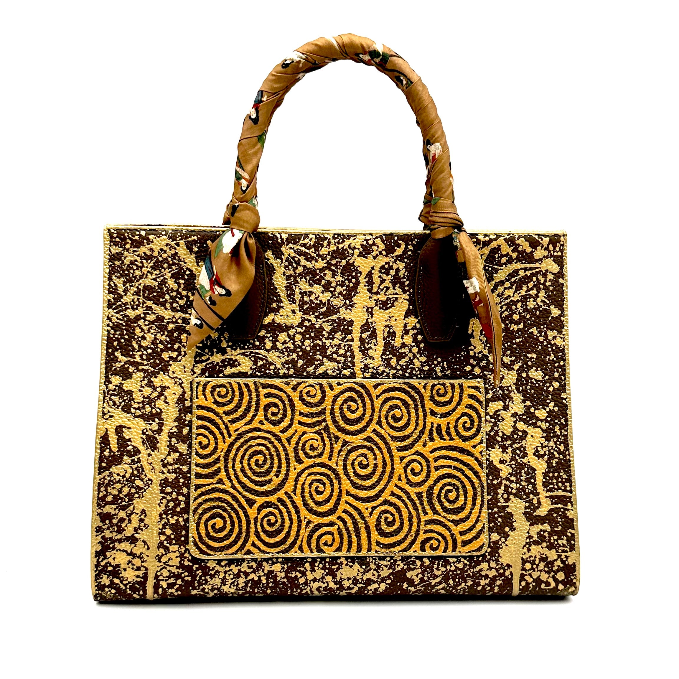 Anca Barbu Sophia Taupe Genuine leather bag, The Kiss, gold