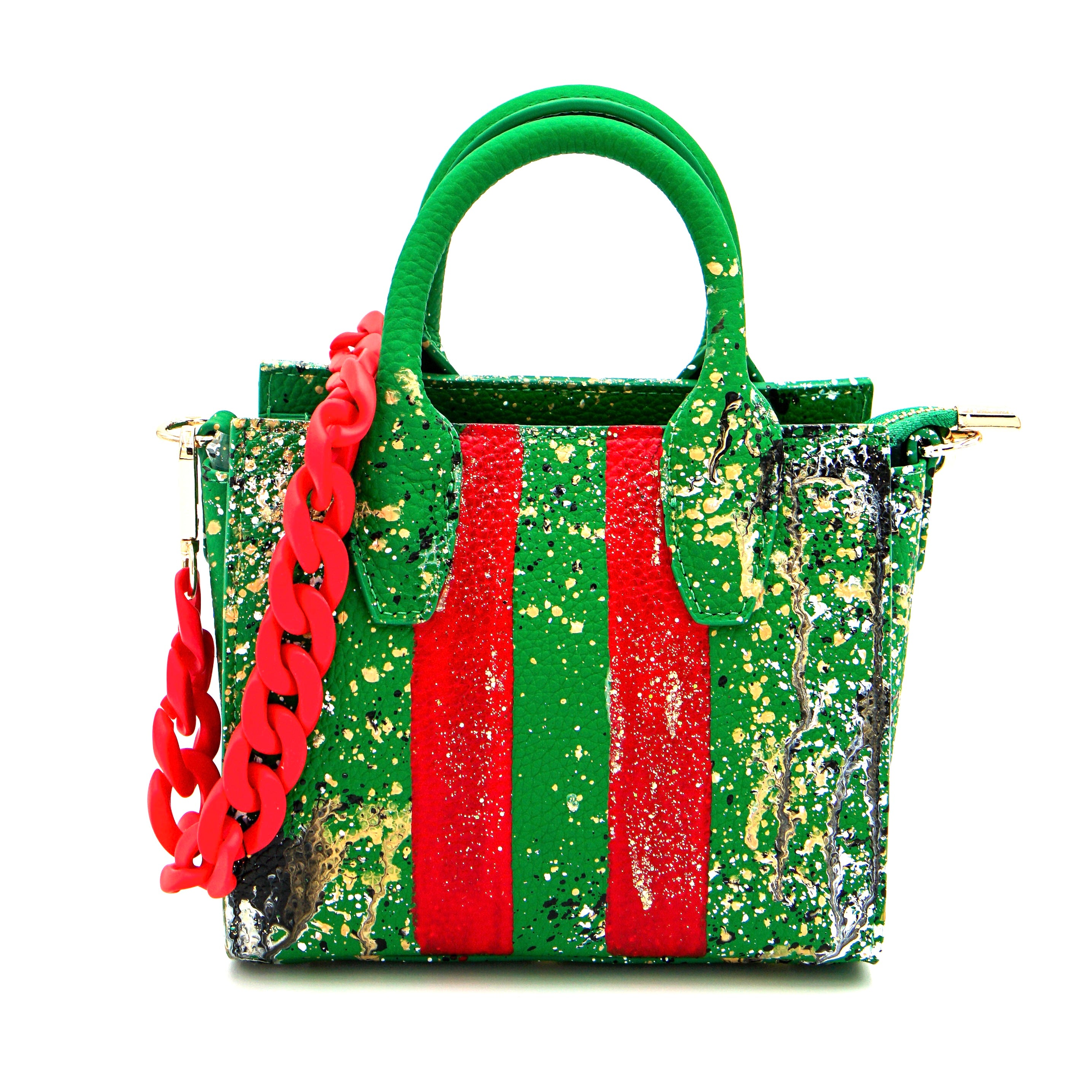 Anca Barbu Camila Bag, Red Stripe, Metallic