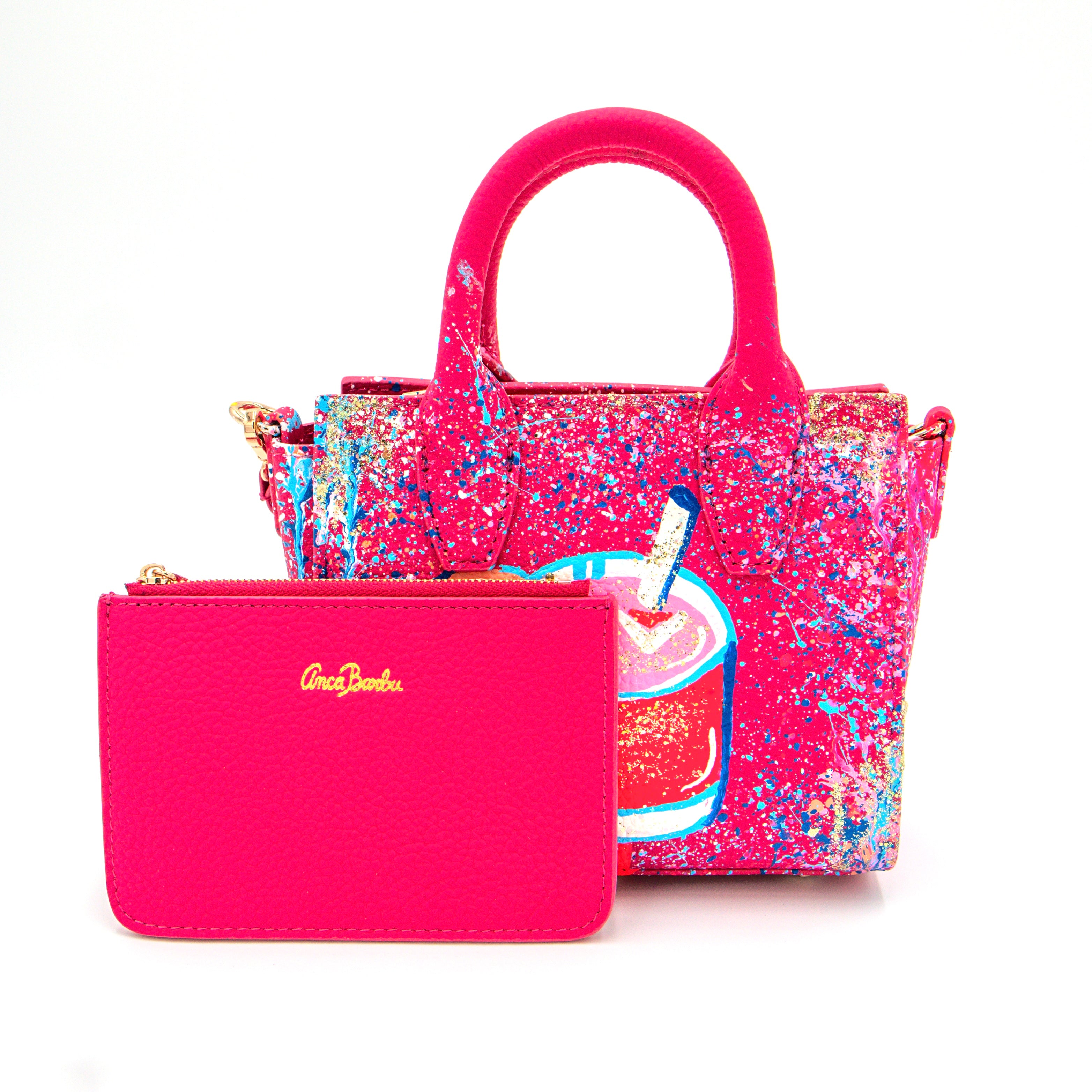 Anca Barbu Camila Bag, Cocktail With Cherries and Oranges, Pink and Blue