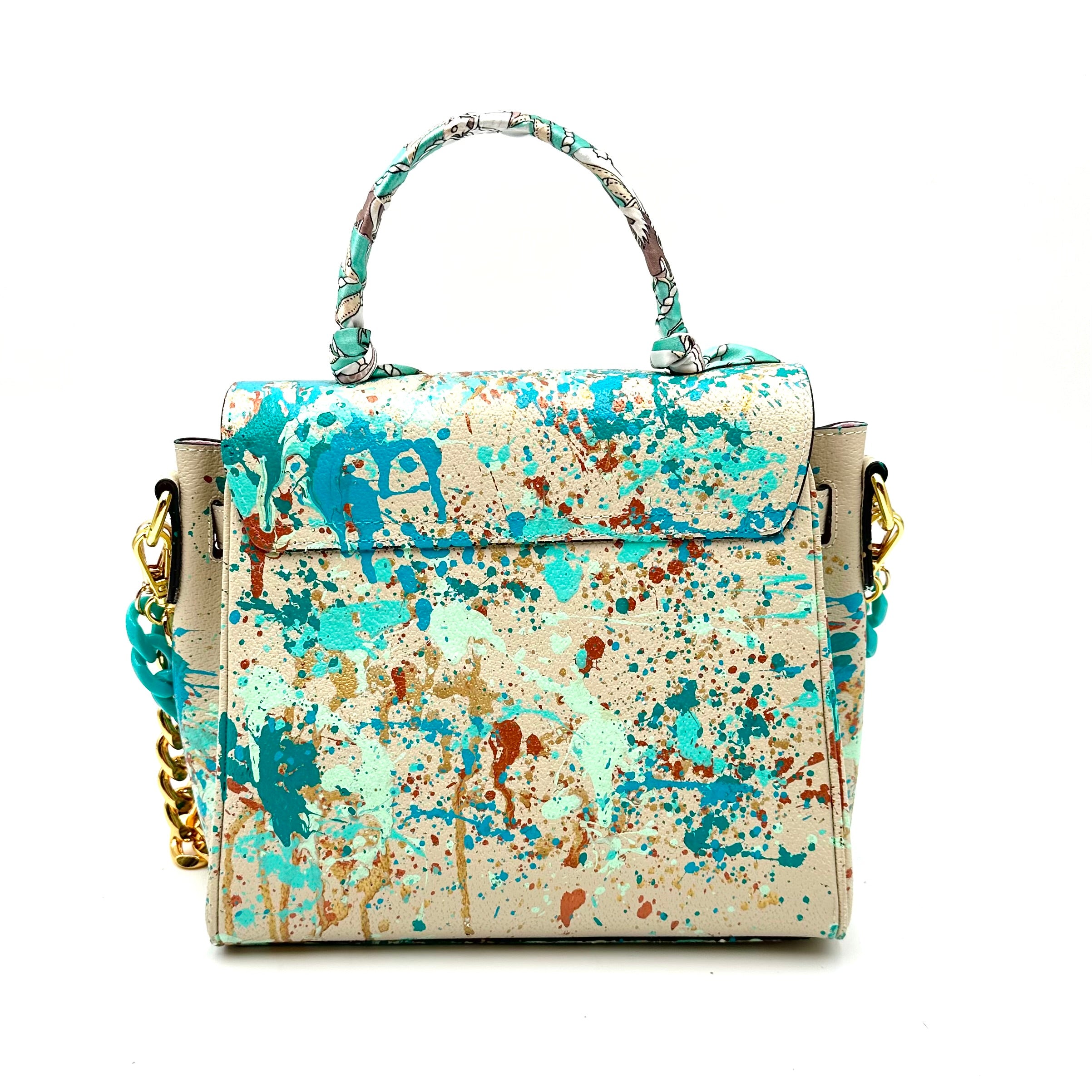 Anca Barbu Vicky white “turquoise splashes”