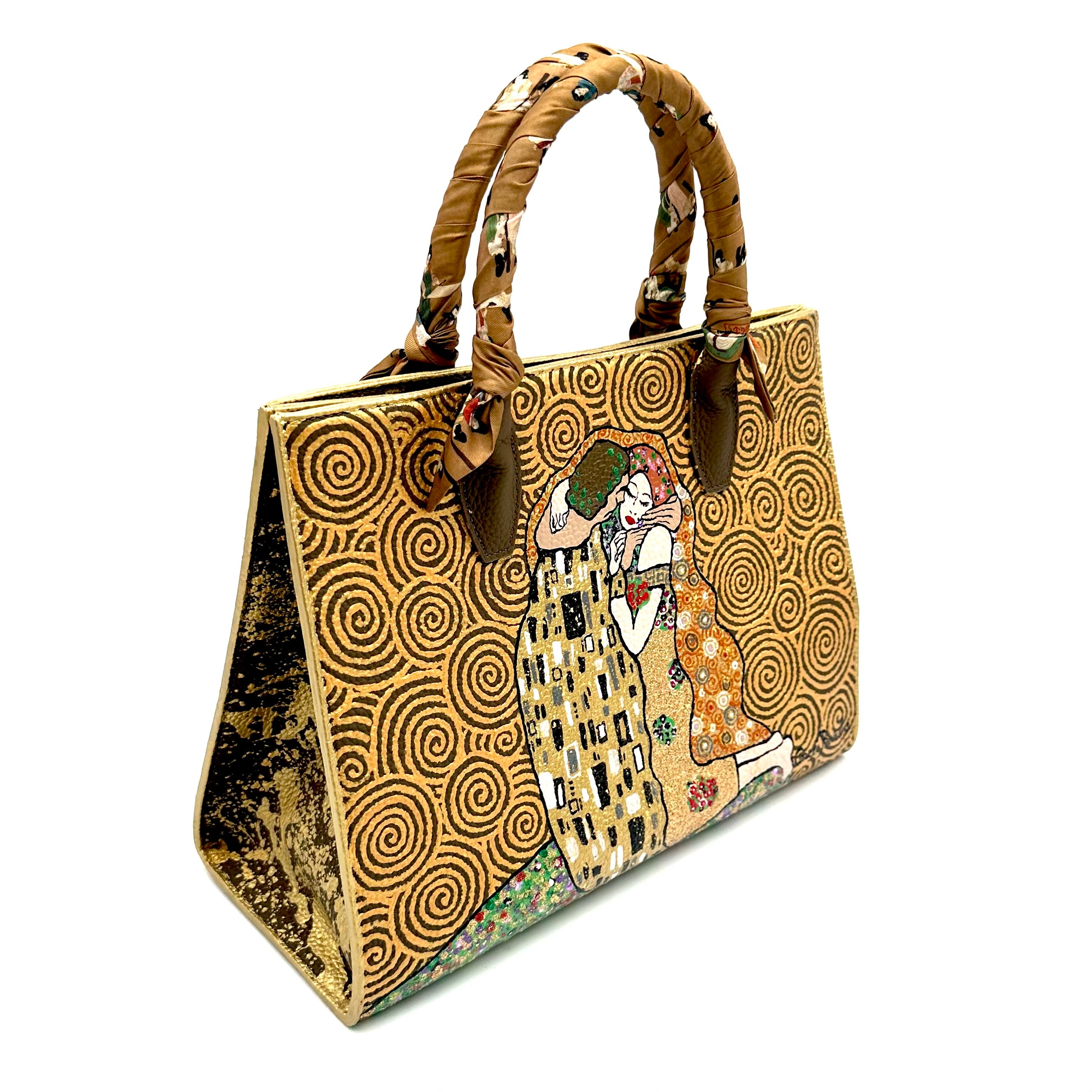 Anca Barbu Sophia Taupe Genuine leather bag, The Kiss, gold