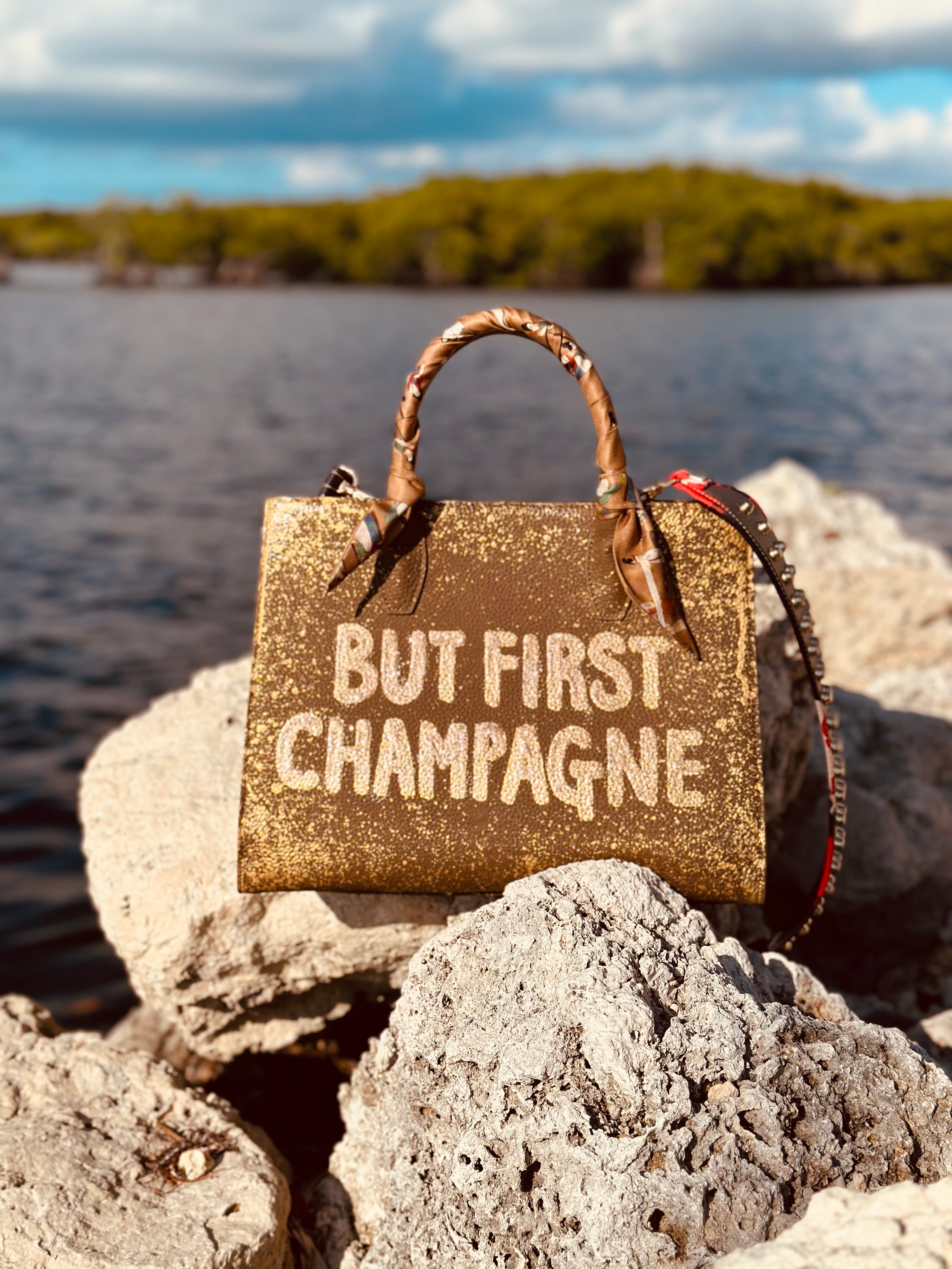 Anca Barbu Sophia Bag, But First Champagne, Gold