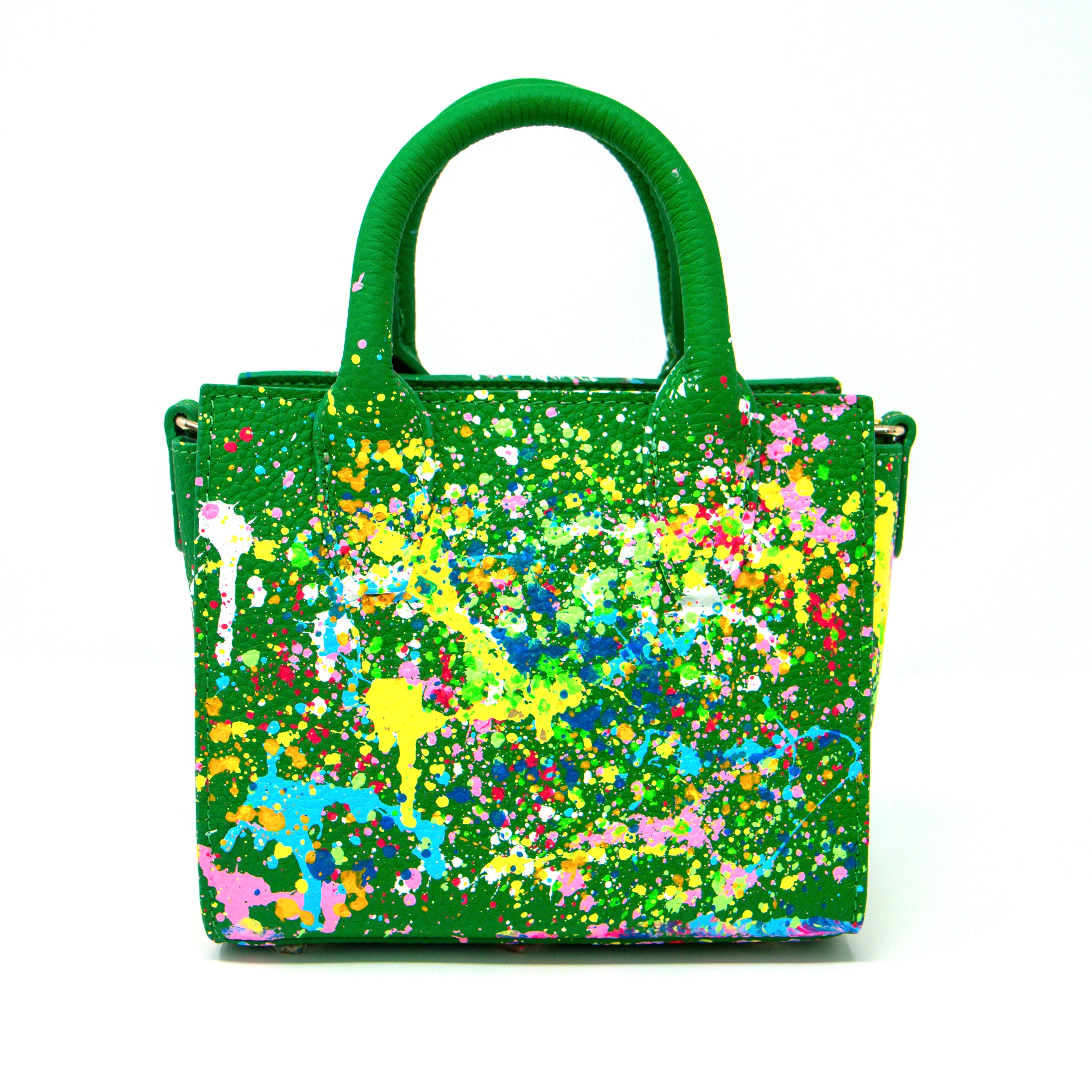 Anca Barbu Camila Bag, Dripping Smiley, Yellow With Pastel Splashes