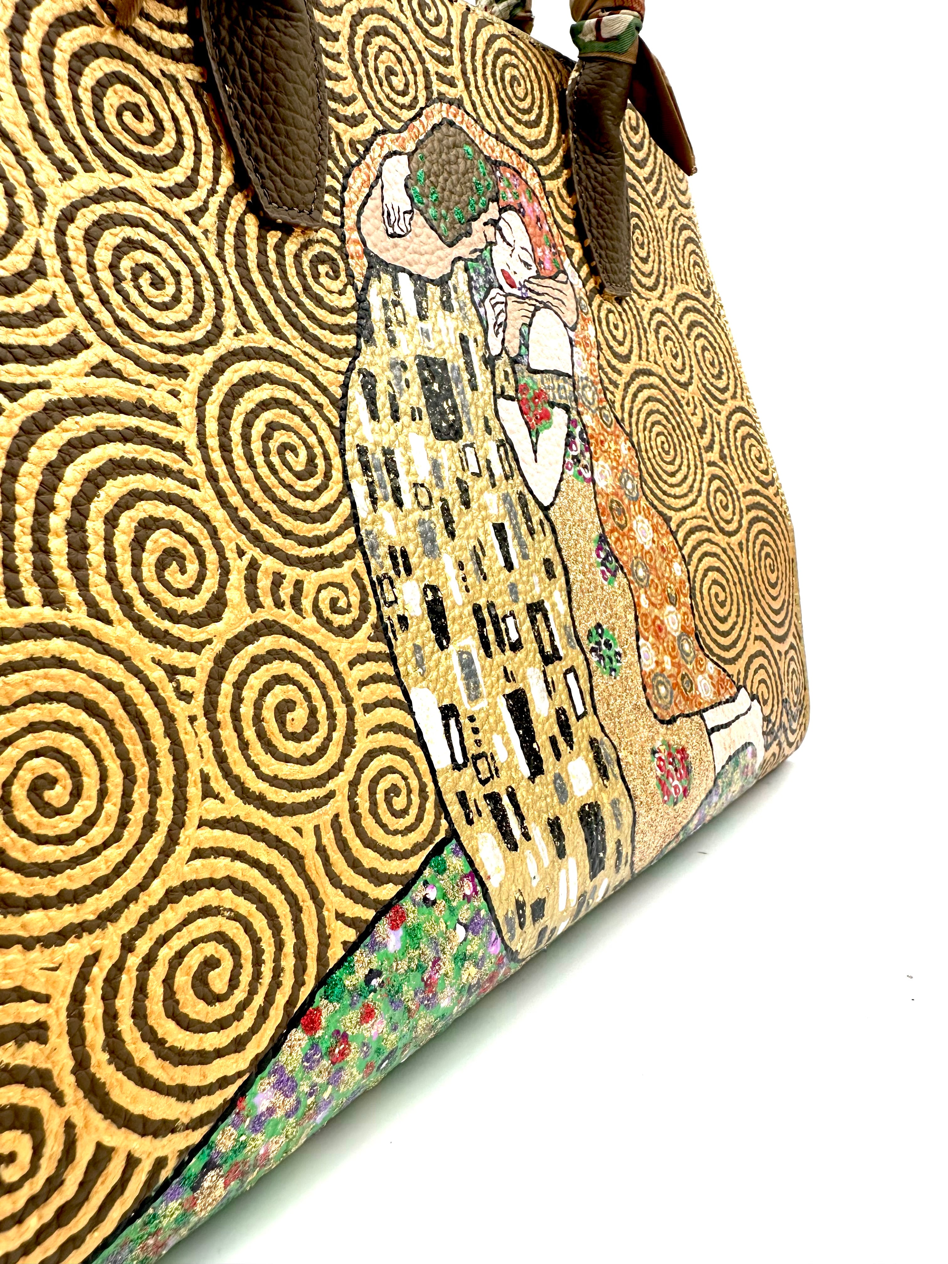 Anca Barbu Sophia Taupe Genuine leather bag, The Kiss, gold