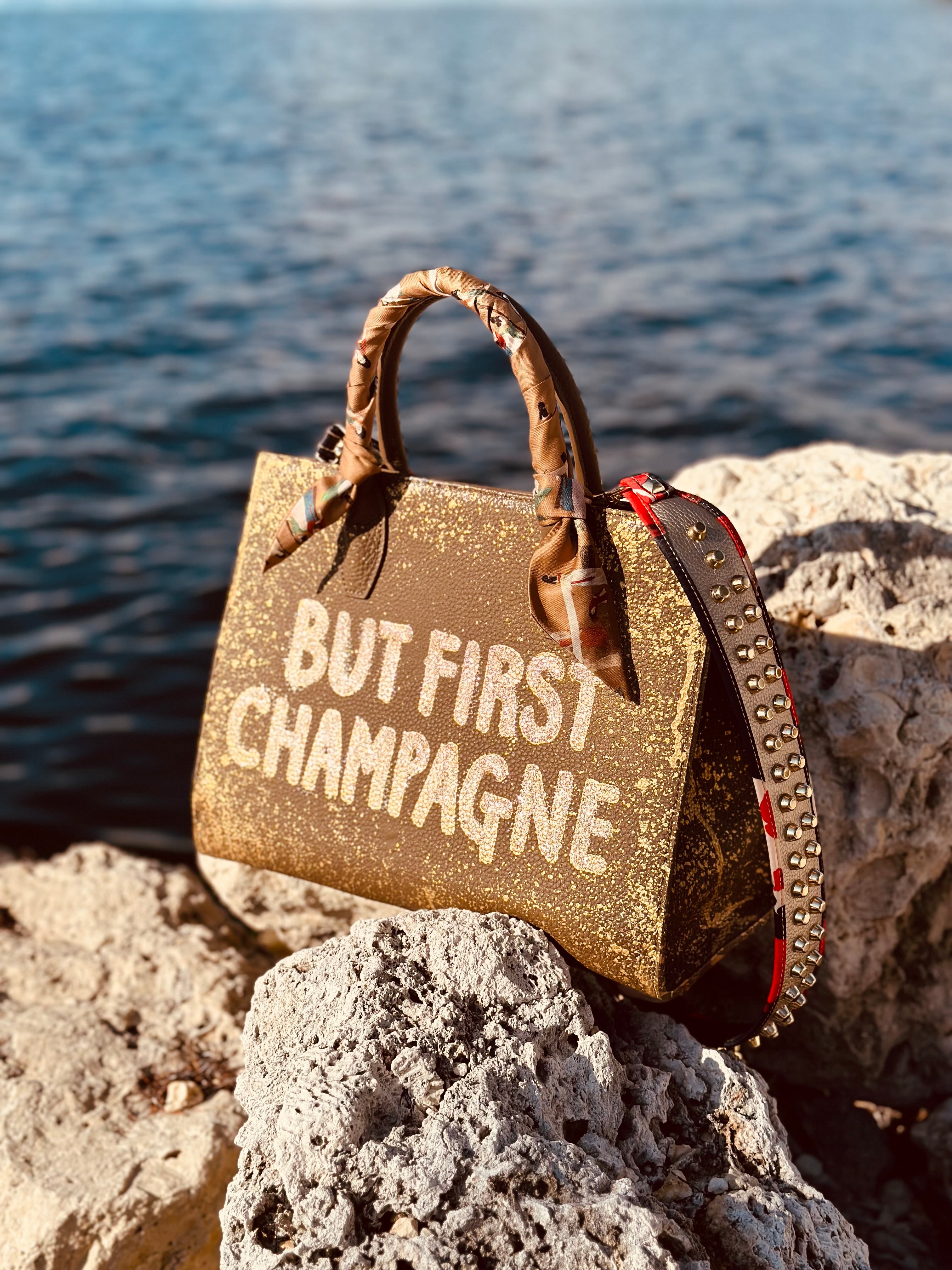 Anca Barbu Sophia Bag, But First Champagne, Gold