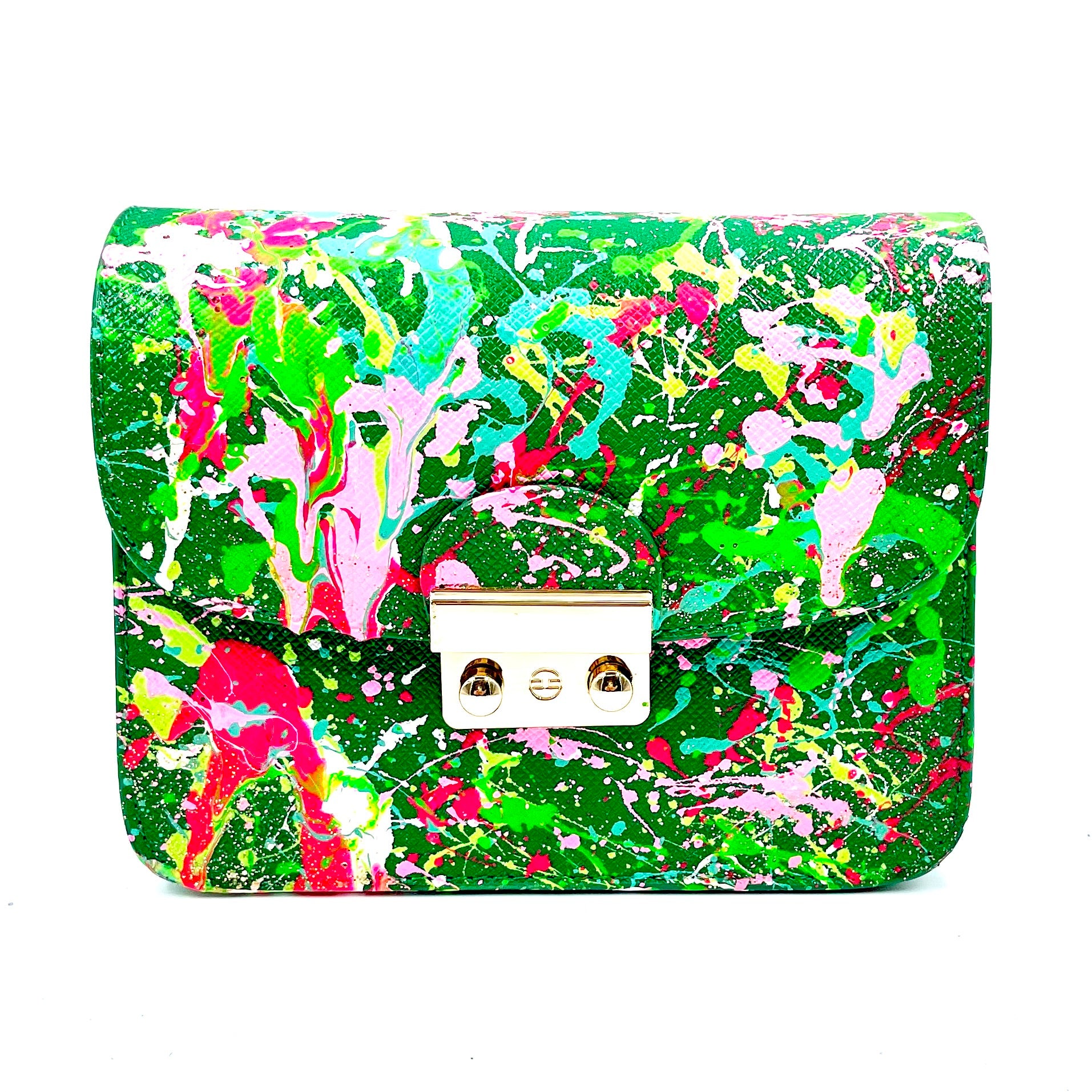 Anca Barbu Carolina Bag, Splashes, Green-Pink