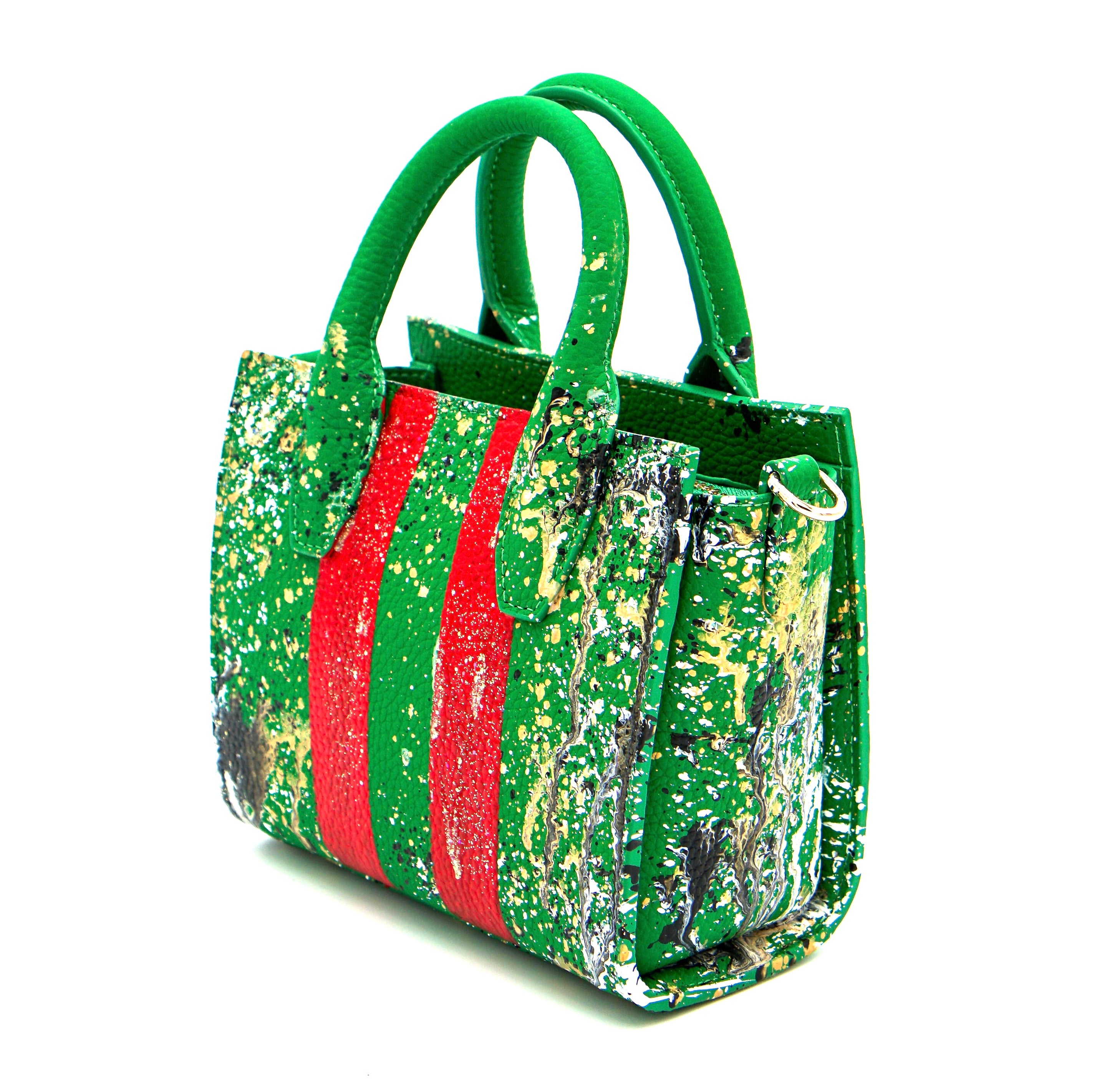 Anca Barbu Camila Bag, Red Stripe, Metallic