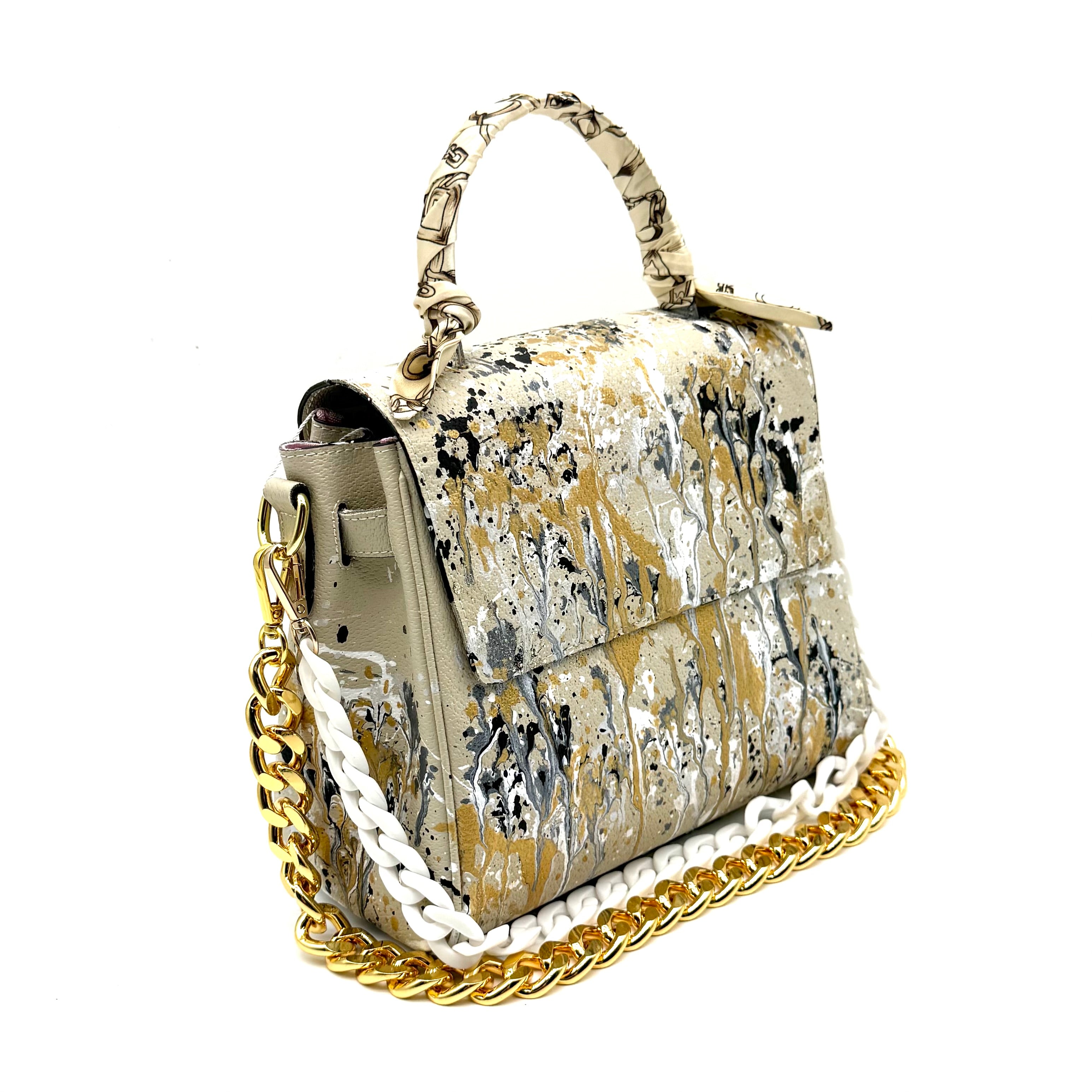 Anca Barbu Vicky white “metallic splashes”