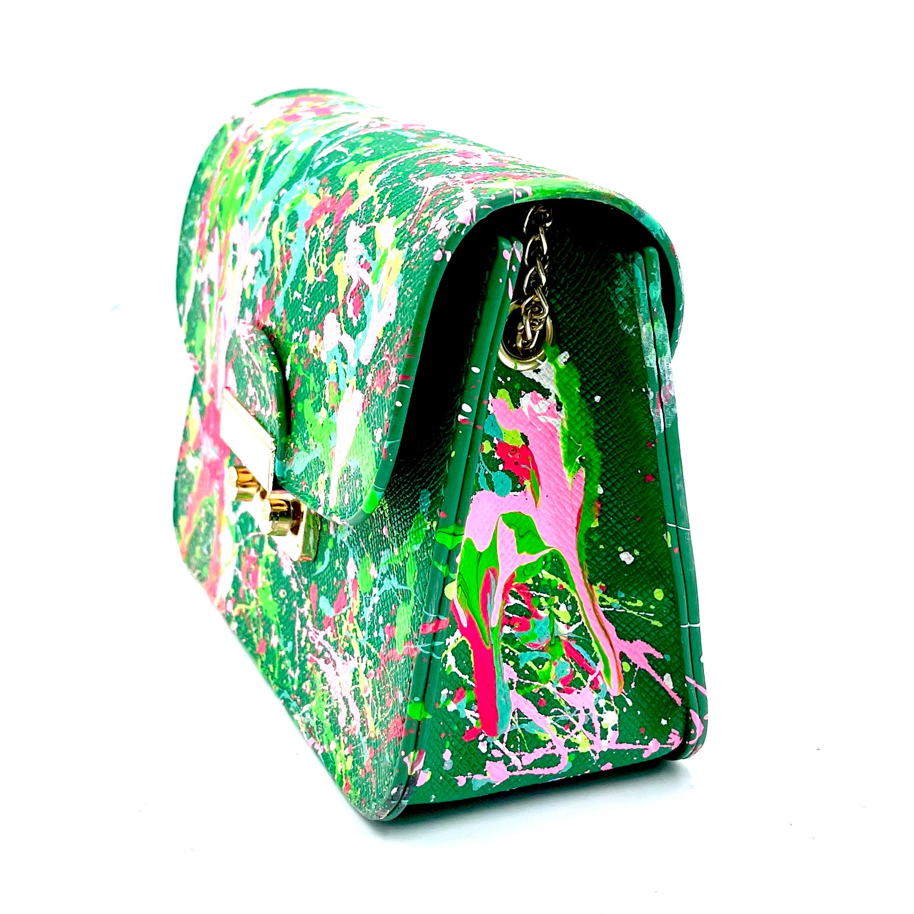 Anca Barbu Carolina Bag, Splashes, Green-Pink