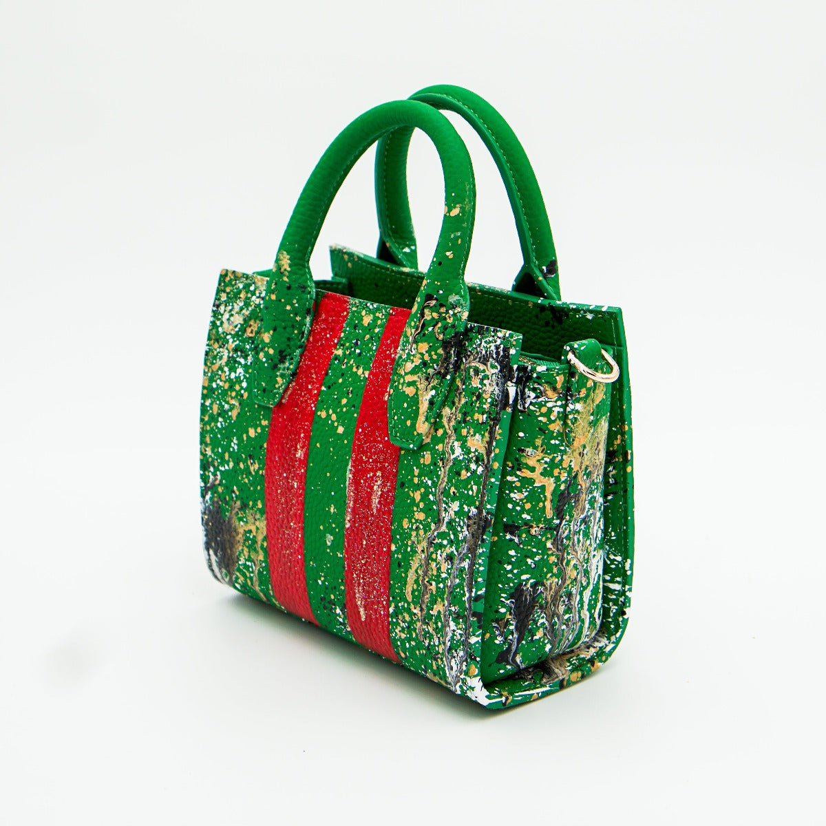 Anca Barbu Camila Bag, Red Stripe, Metallic