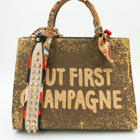 Thumbnail for Anca Barbu Sophia Bag, But First Champagne, Gold
