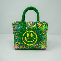 Anca Barbu Camila Bag, Dripping Smiley, Yellow With Pastel Splashes