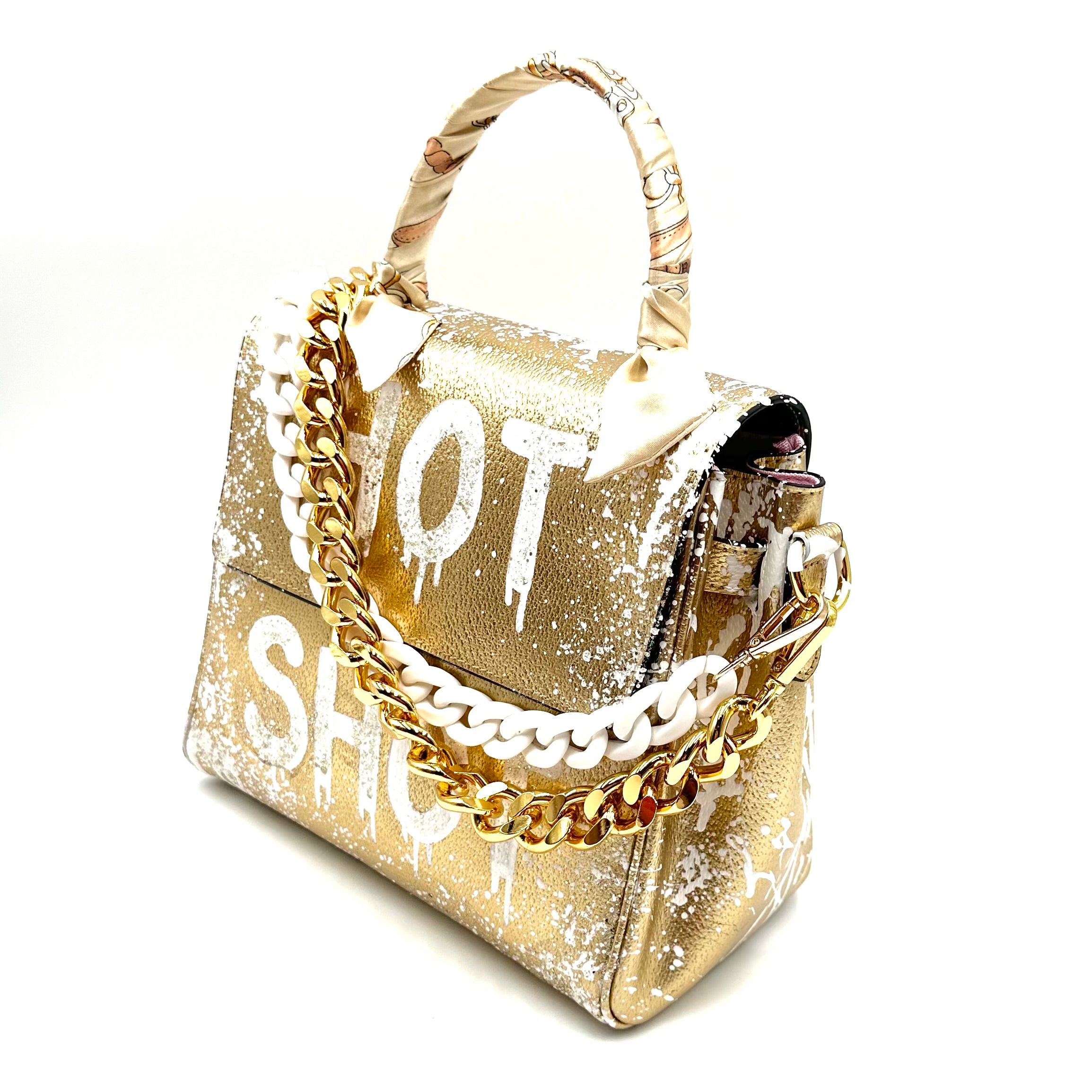 Anca Barbu Vicky Gold Bag, Hot Shot,White