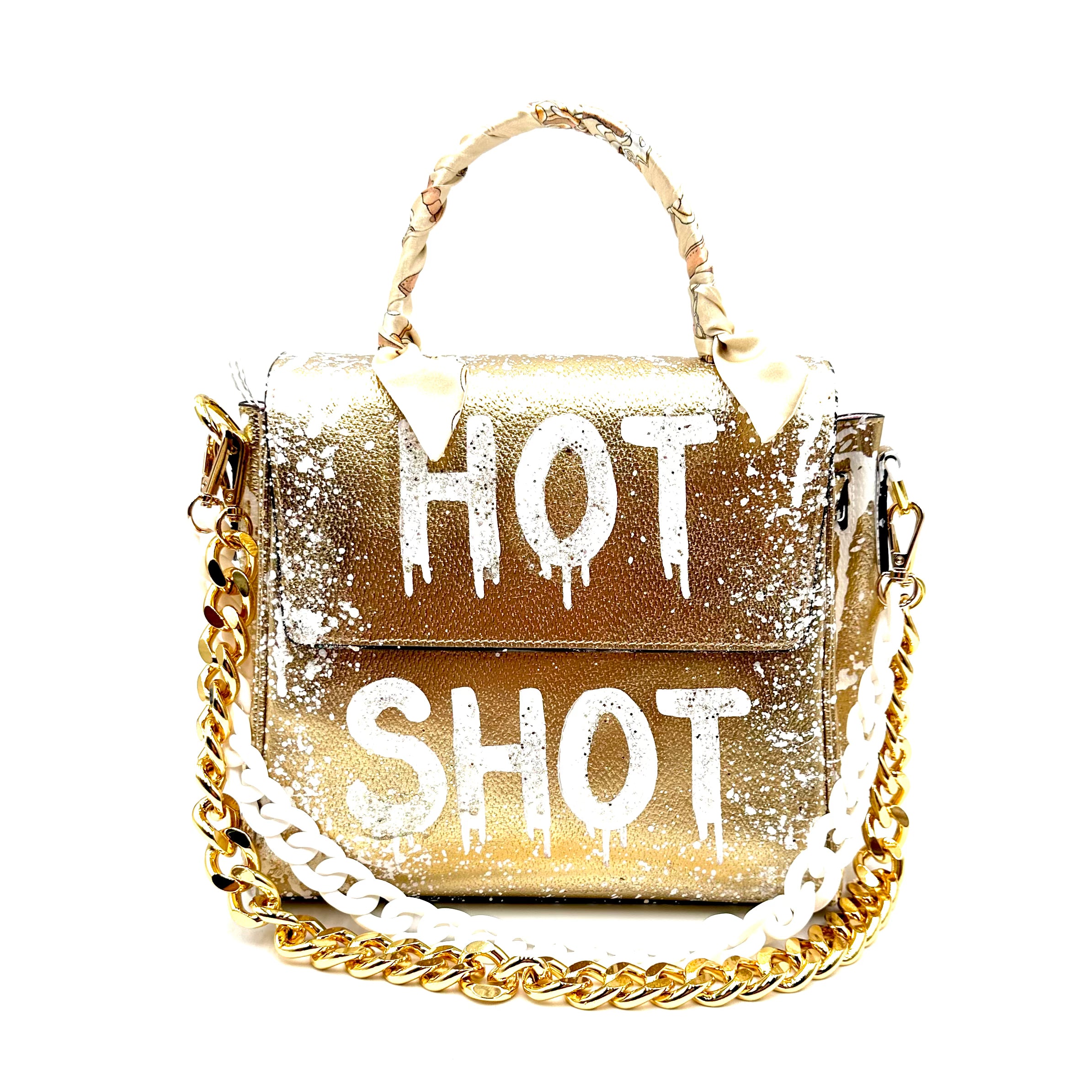 Anca Barbu Vicky Gold Bag, Hot Shot,White