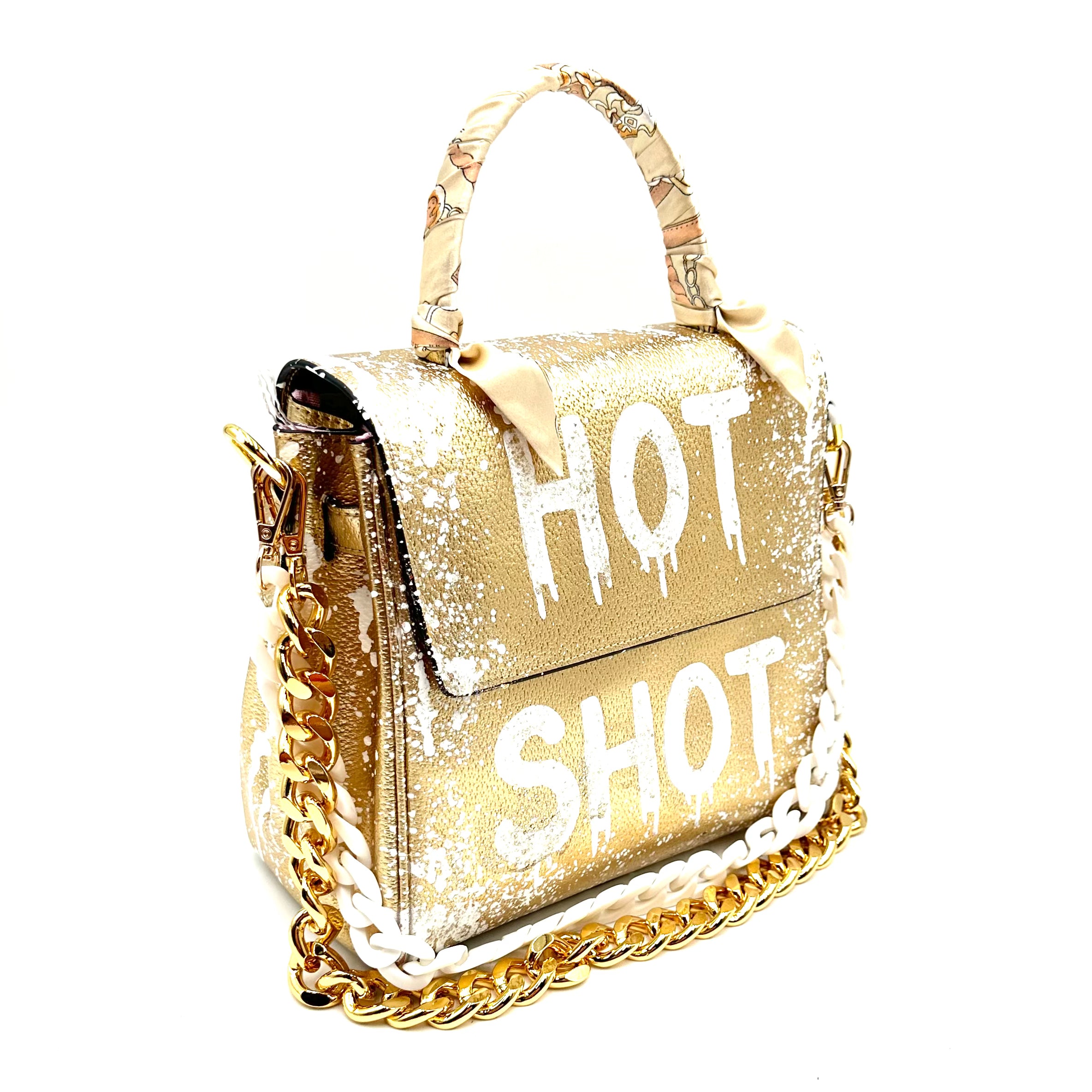 Anca Barbu Vicky Gold Bag, Hot Shot,White