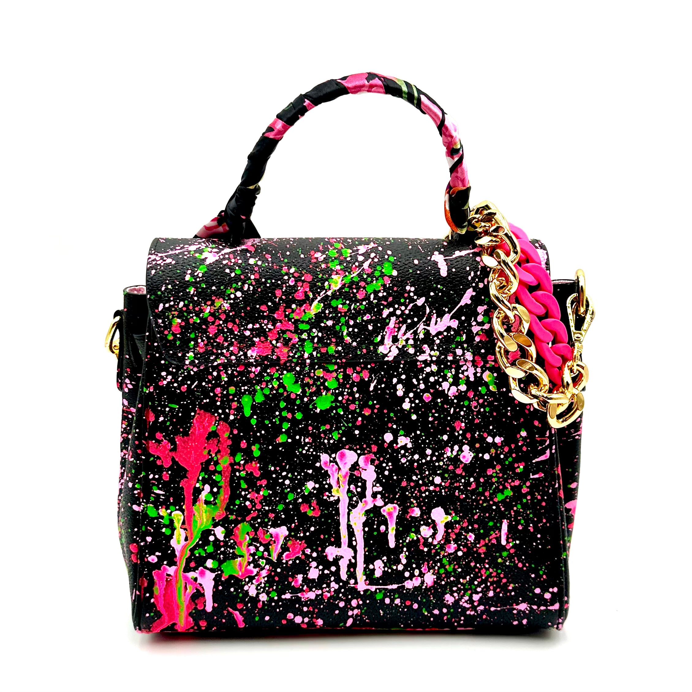 Anca Barbu Vicky Black Bag, Pink Leaf