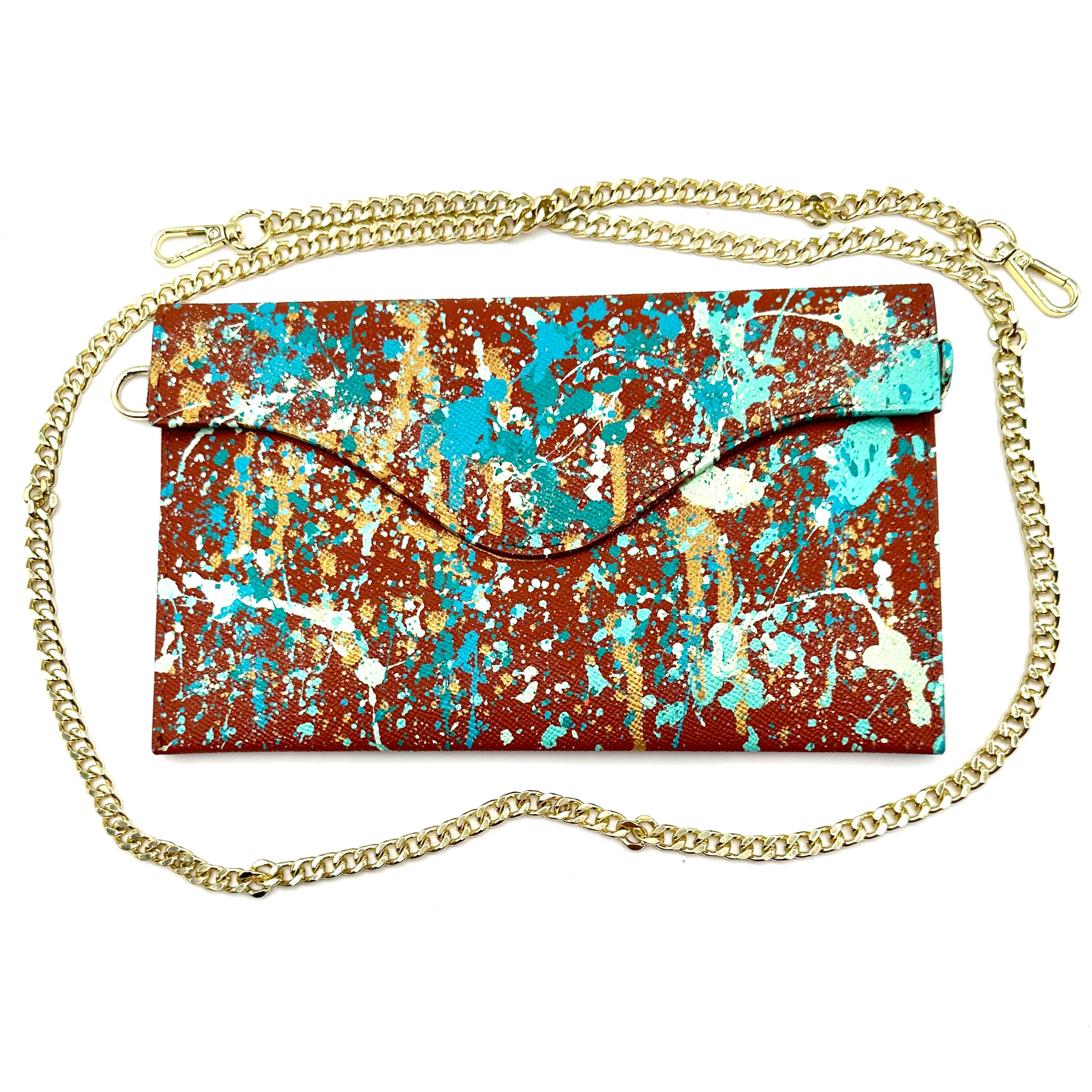 Anca Barbu Sabrina Brown Bag, Splashes Turquoise