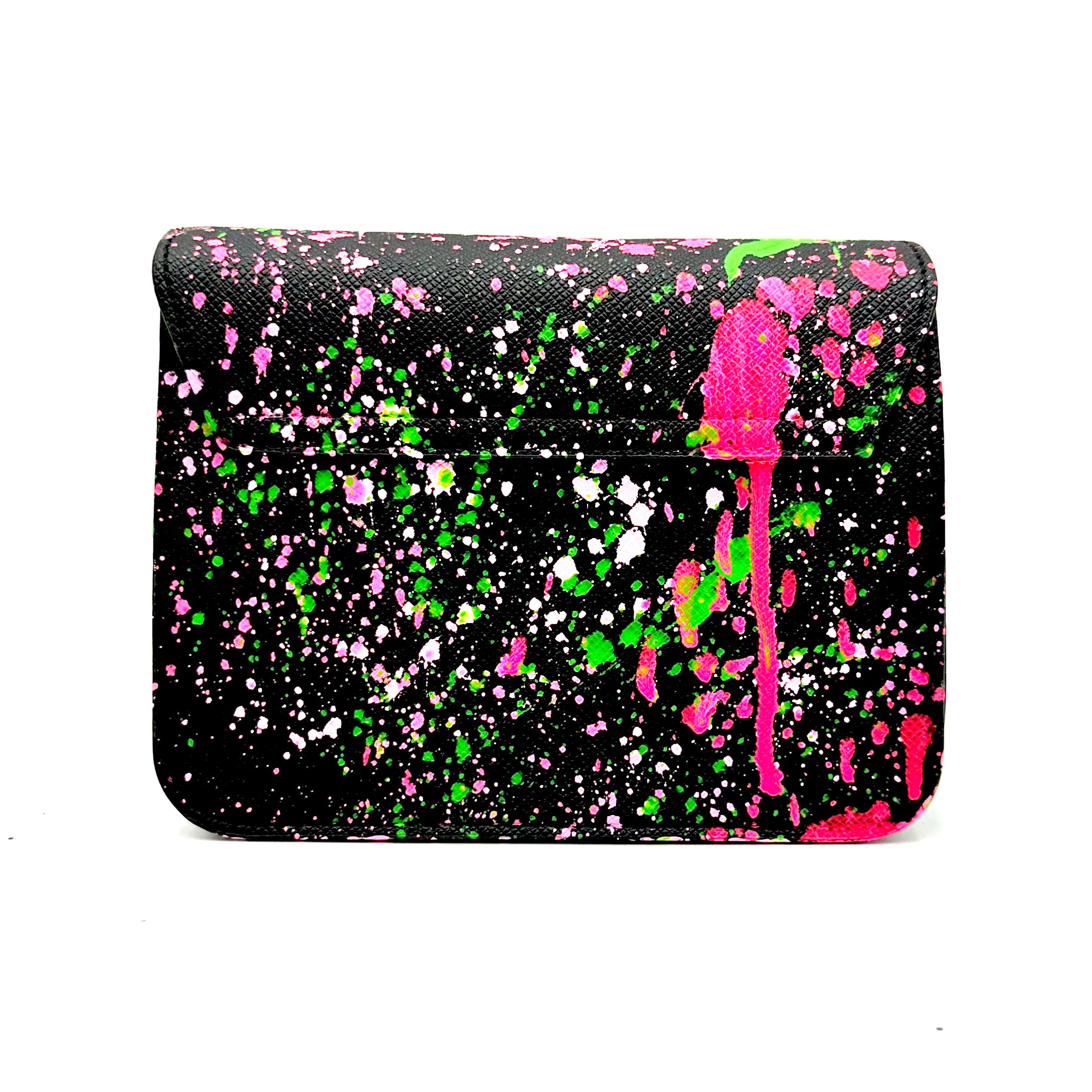 Anca Barbu Carolina Black Bag, Splashes Green And Pink