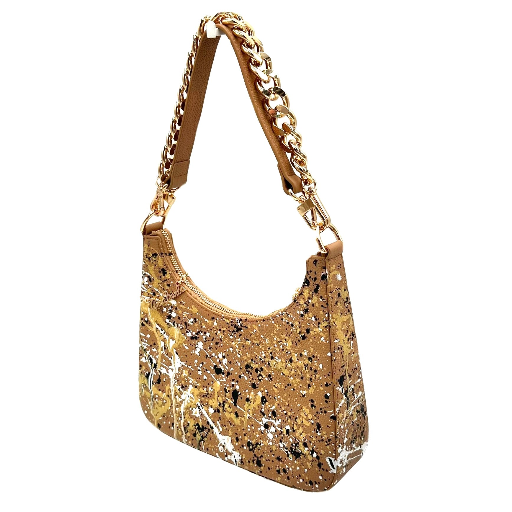 Anca Barbu Mika Taupe Medium Bag, Metallic Splashes