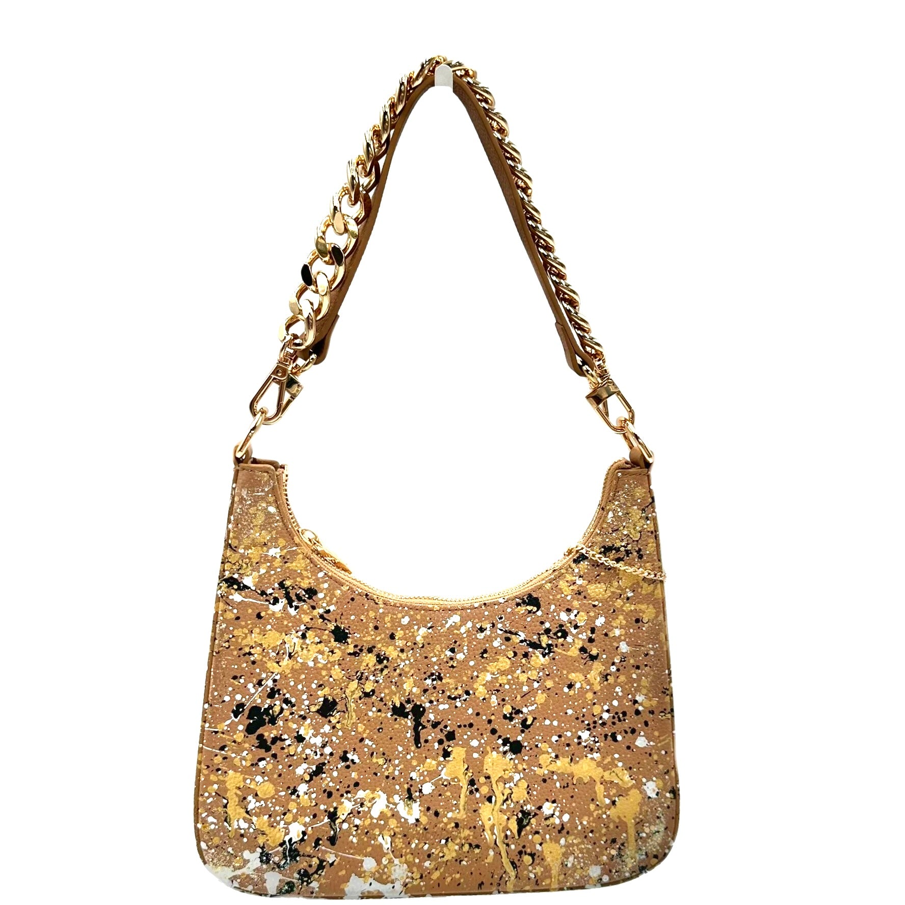 Anca Barbu Mika Taupe Medium Bag, Metallic Splashes