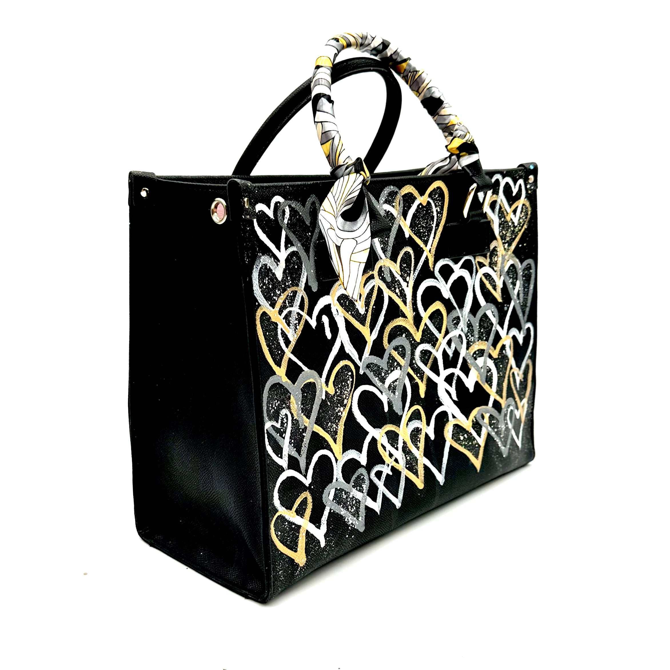Anca Barbu Nicole Black Bag, Metallic Hearts