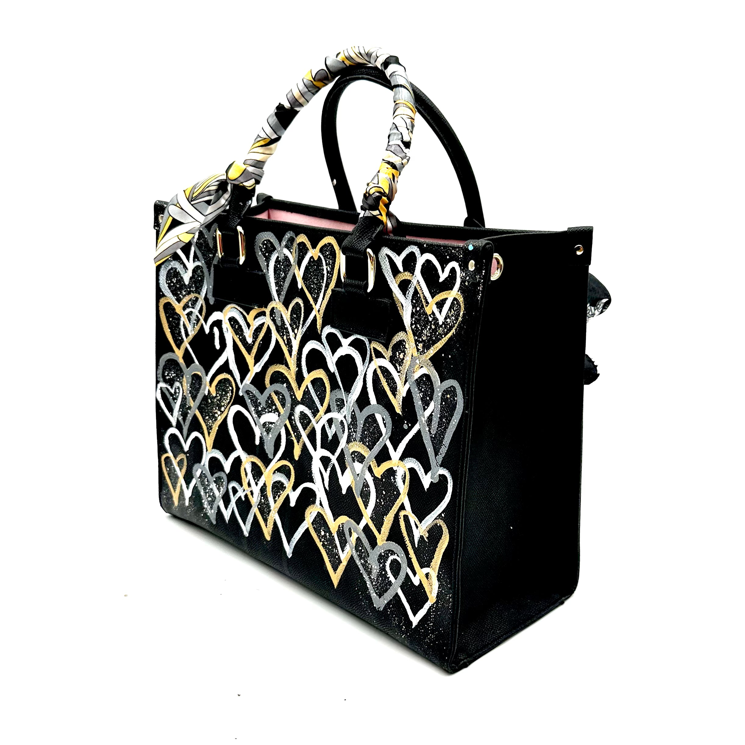 Anca Barbu Nicole Black Bag, Metallic Hearts