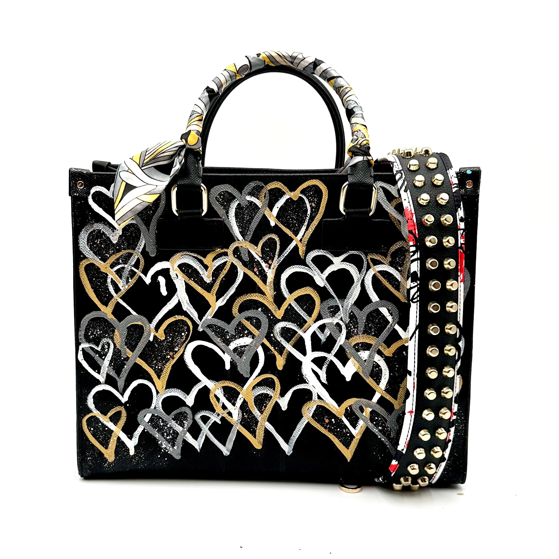 Anca Barbu Nicole Black Bag, Metallic Hearts