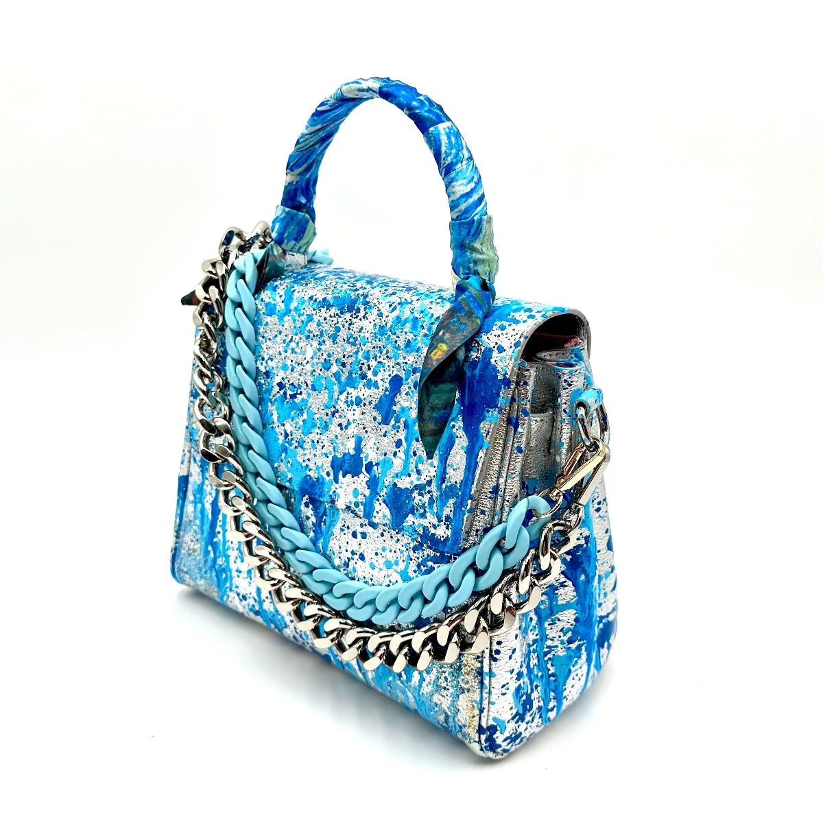 Anca Barbu Vicky Bag, Splashes, Blue Splashes