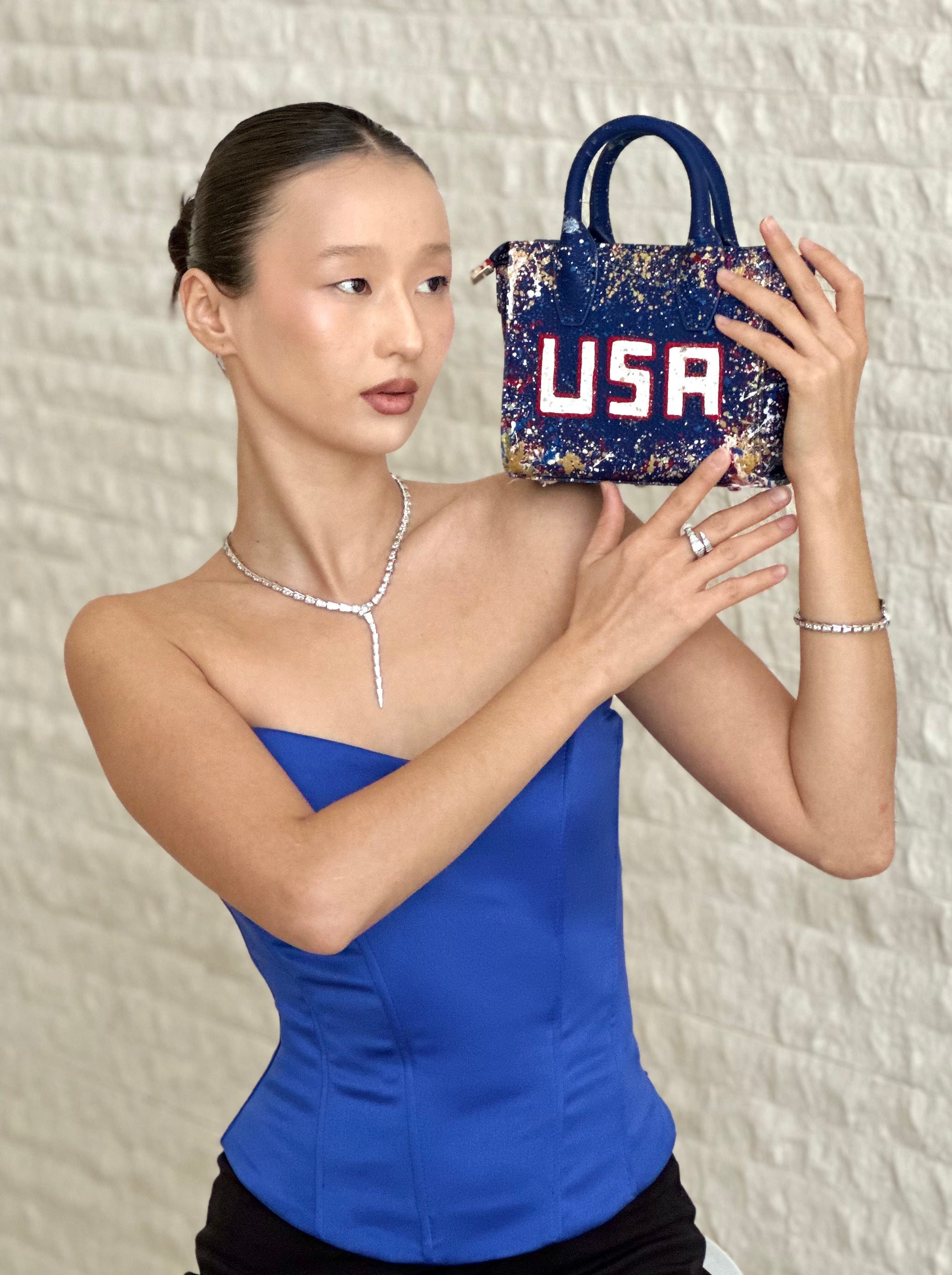 USA hand painted patriotic handbags