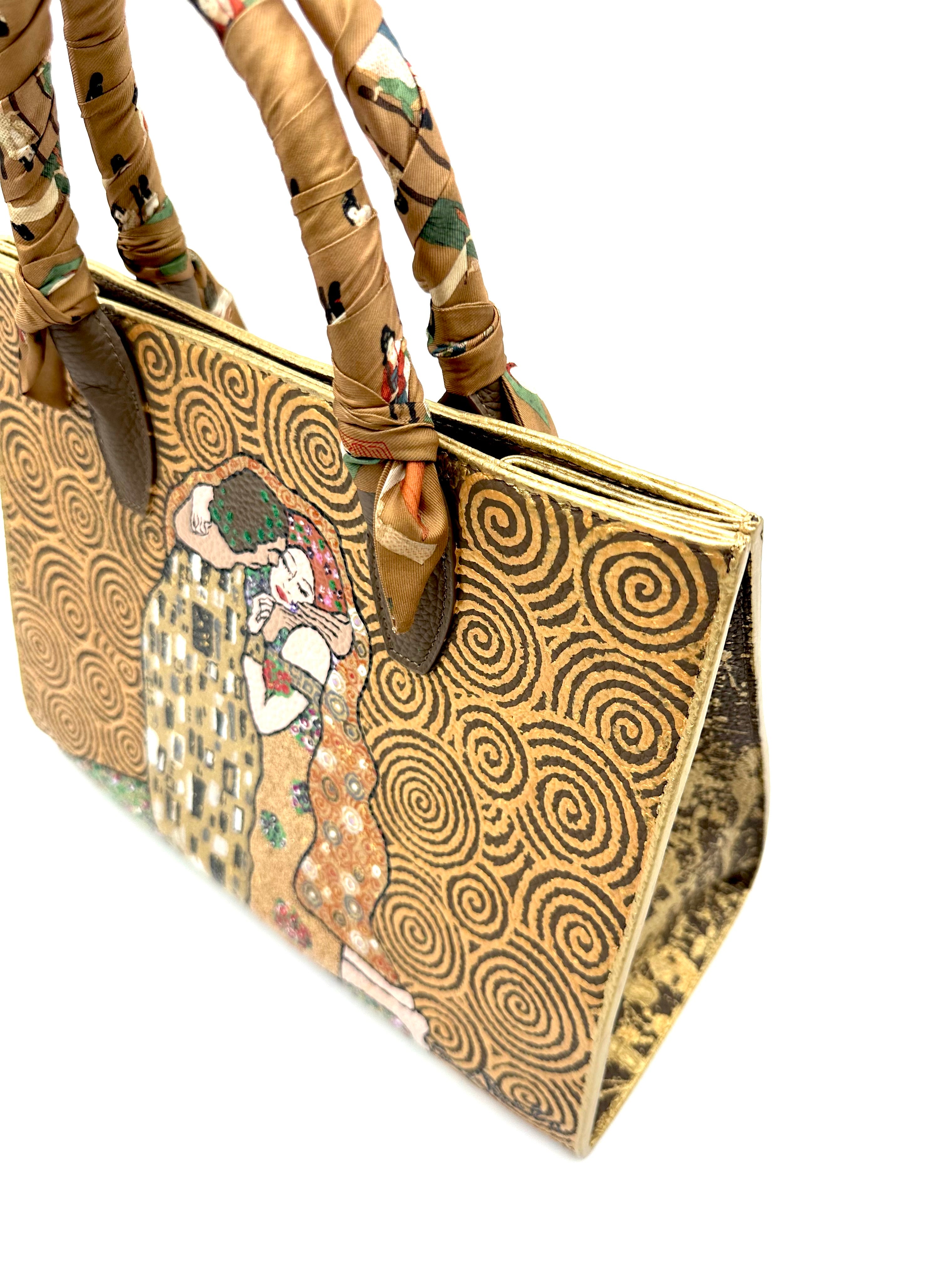 Anca Barbu Sophia Taupe Genuine leather bag, The Kiss, gold
