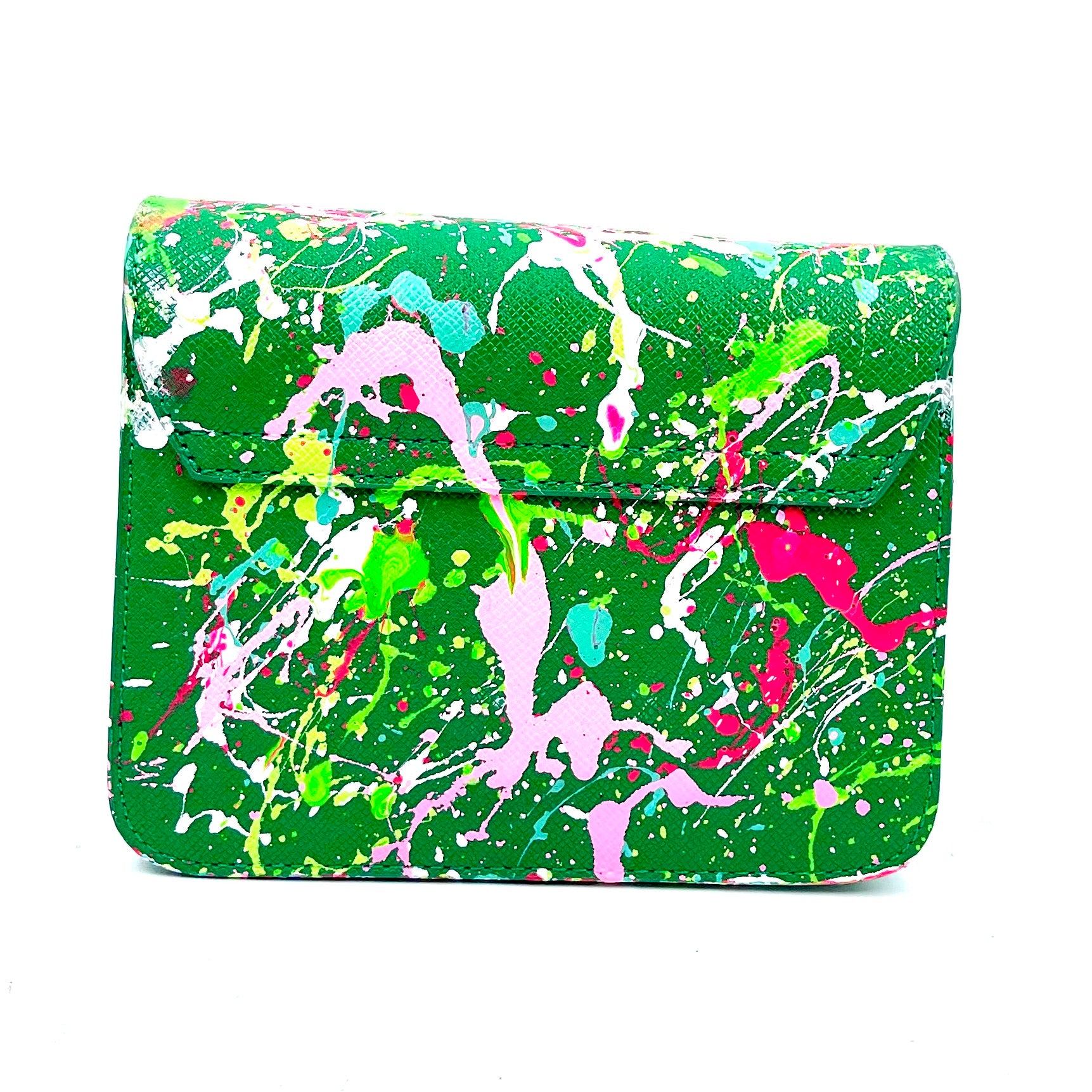 Anca Barbu Carolina Bag, Splashes, Green-Pink