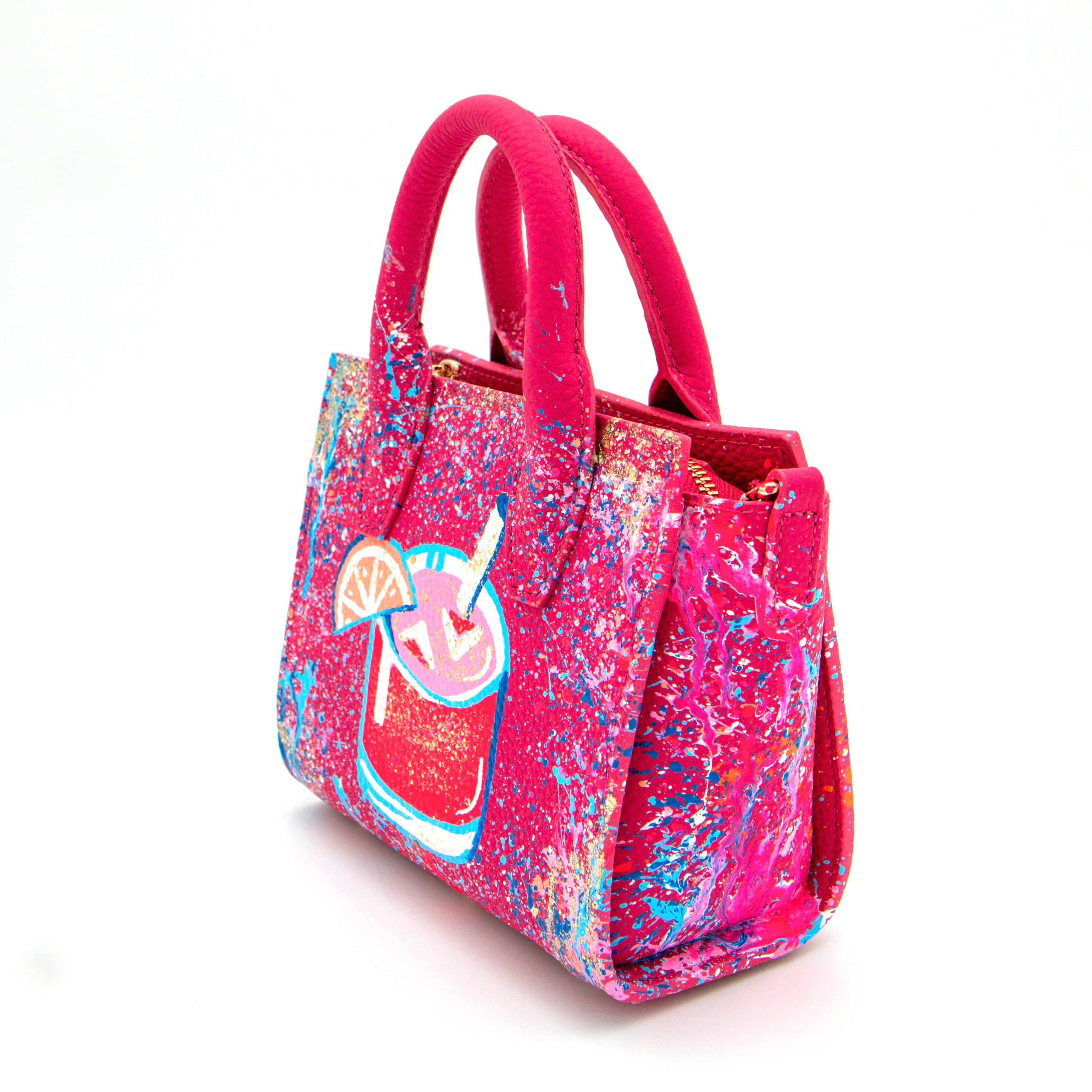 Anca Barbu Camila Bag, Cocktail With Cherries and Oranges, Pink and Blue