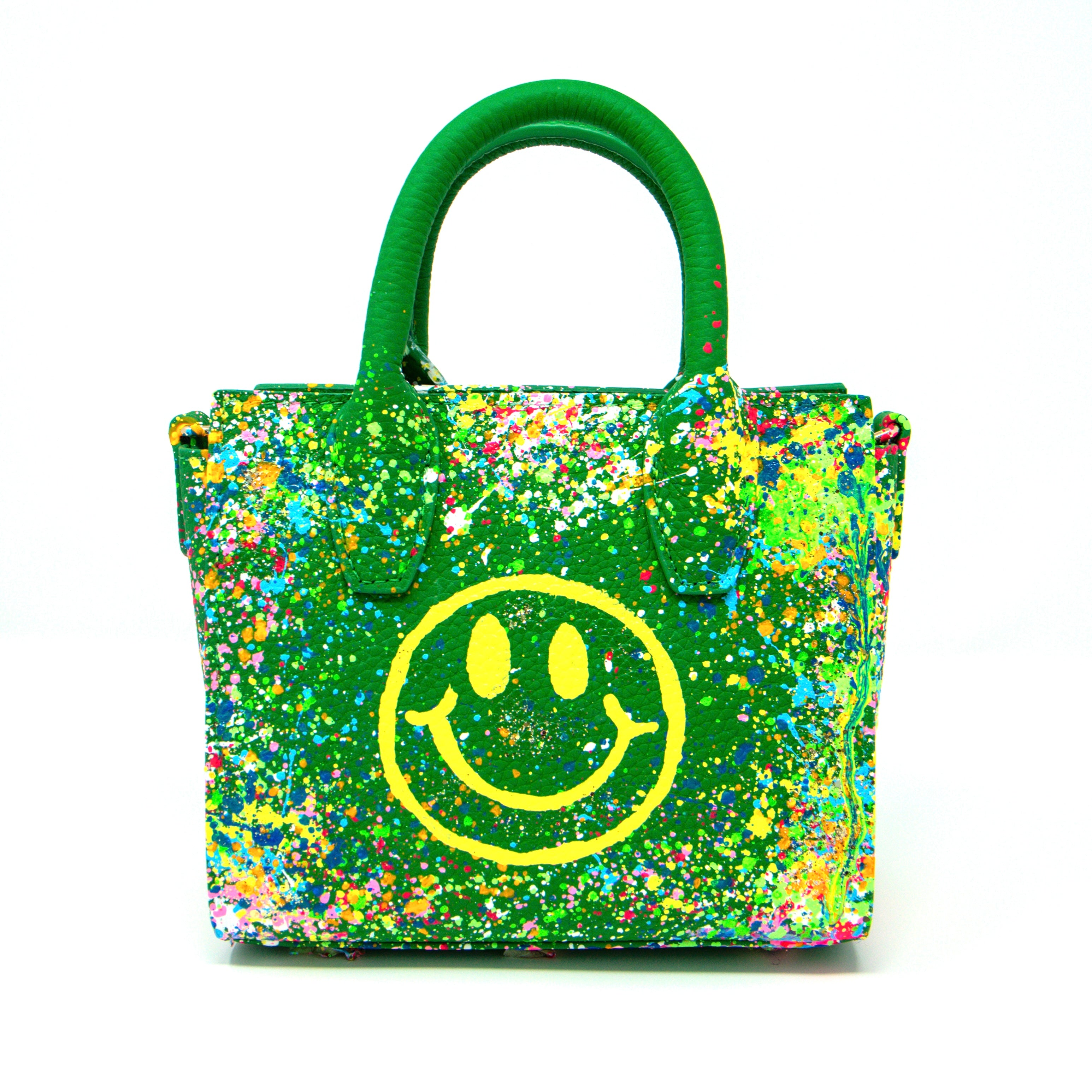 Anca Barbu Camila Bag, Dripping Smiley, Yellow With Pastel Splashes