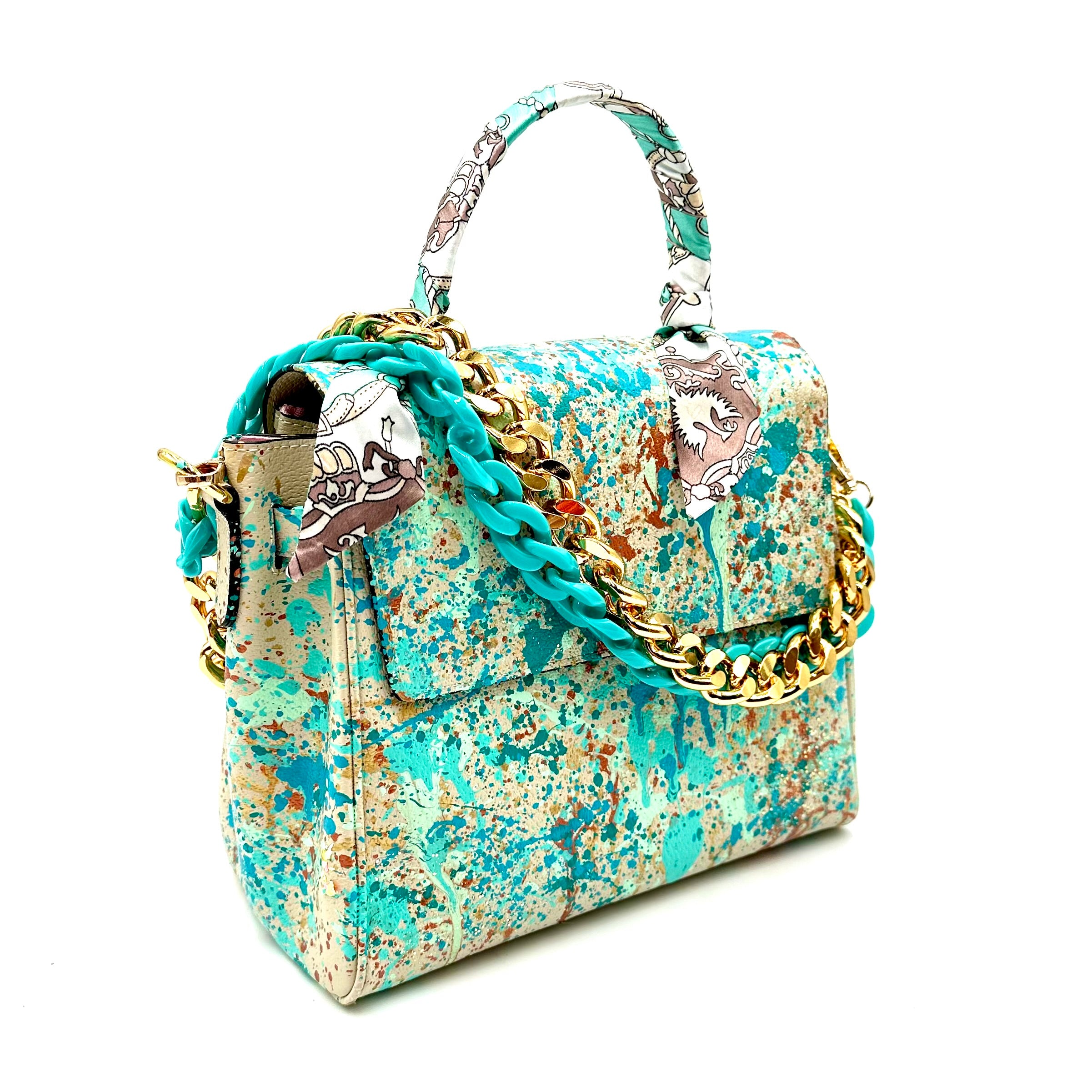 Anca Barbu Vicky white “turquoise splashes”