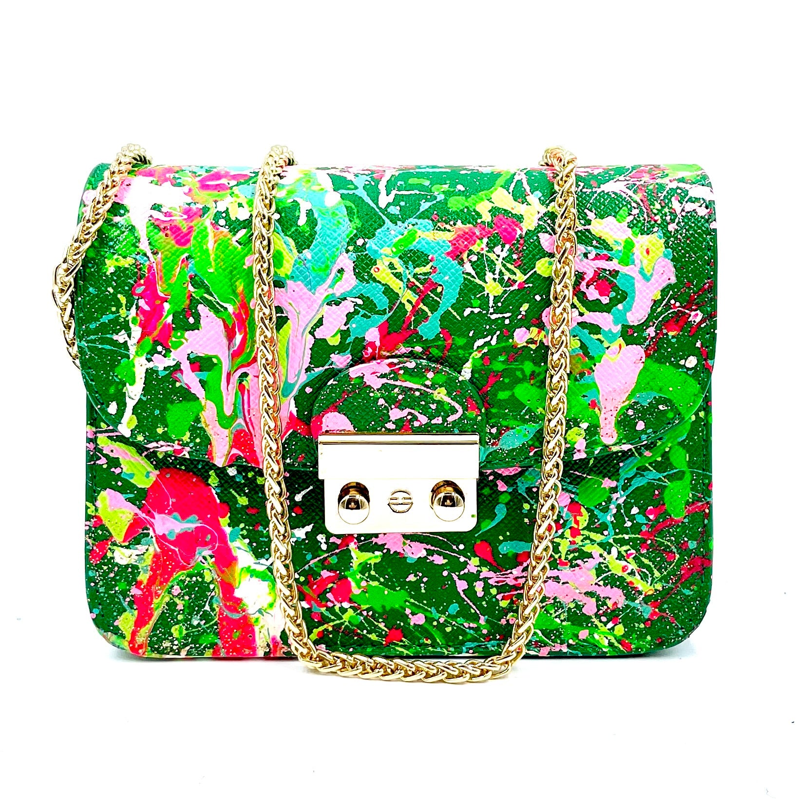 Anca Barbu Carolina Bag, Splashes, Green-Pink