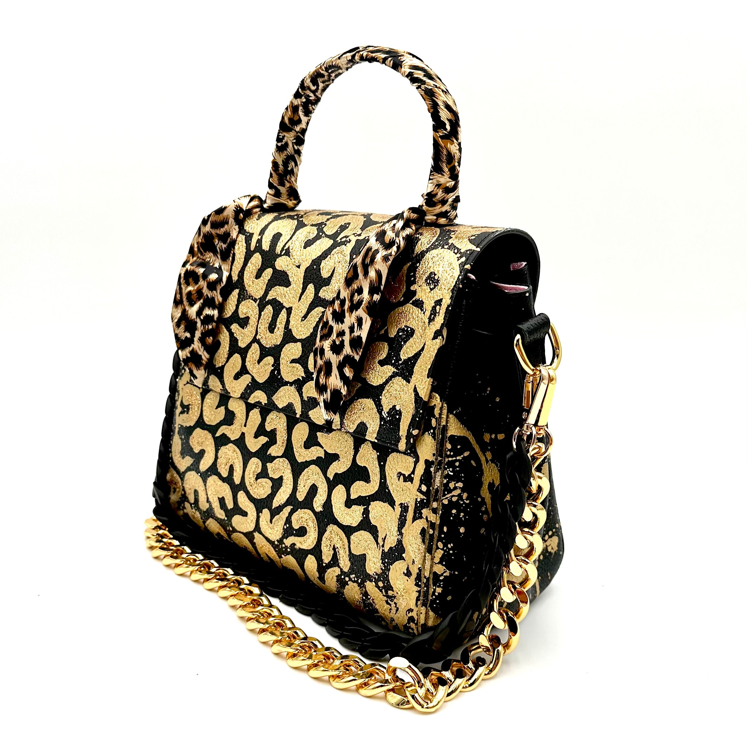 Anca Barbu Vicky Bag, Leopard Print, Gold