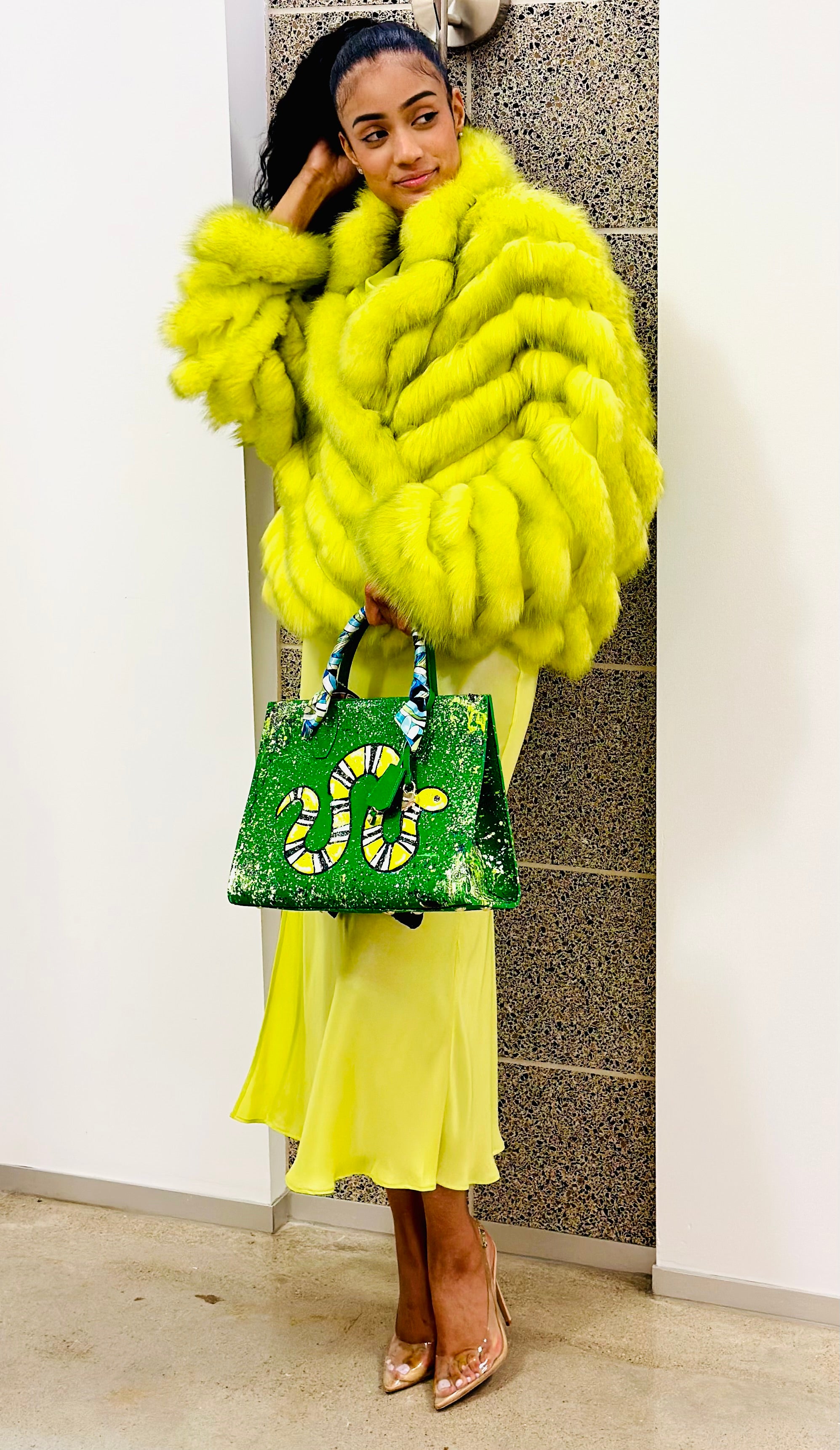 Anca Barbu Sophia Bag, Snake, Yellow