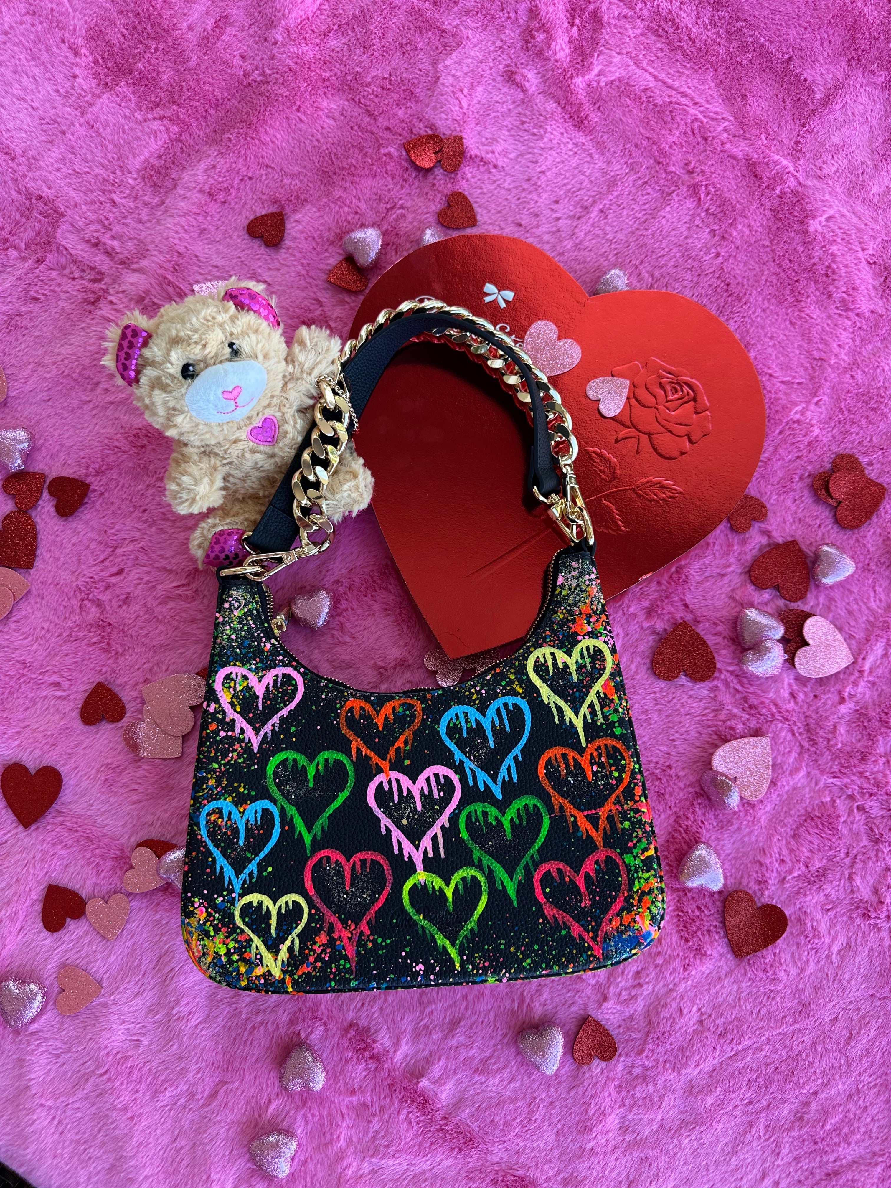 Anca Barbu Mika Black Medium Bag, Hearts