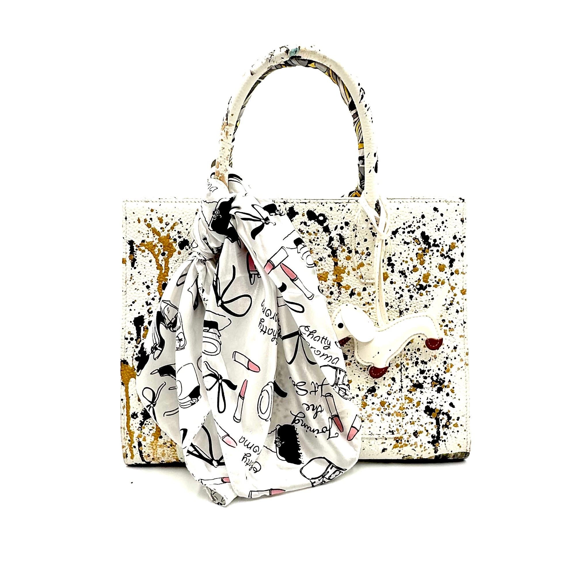 Anca Barbu Sophia White Genuine leather bag, Splashes, metallic