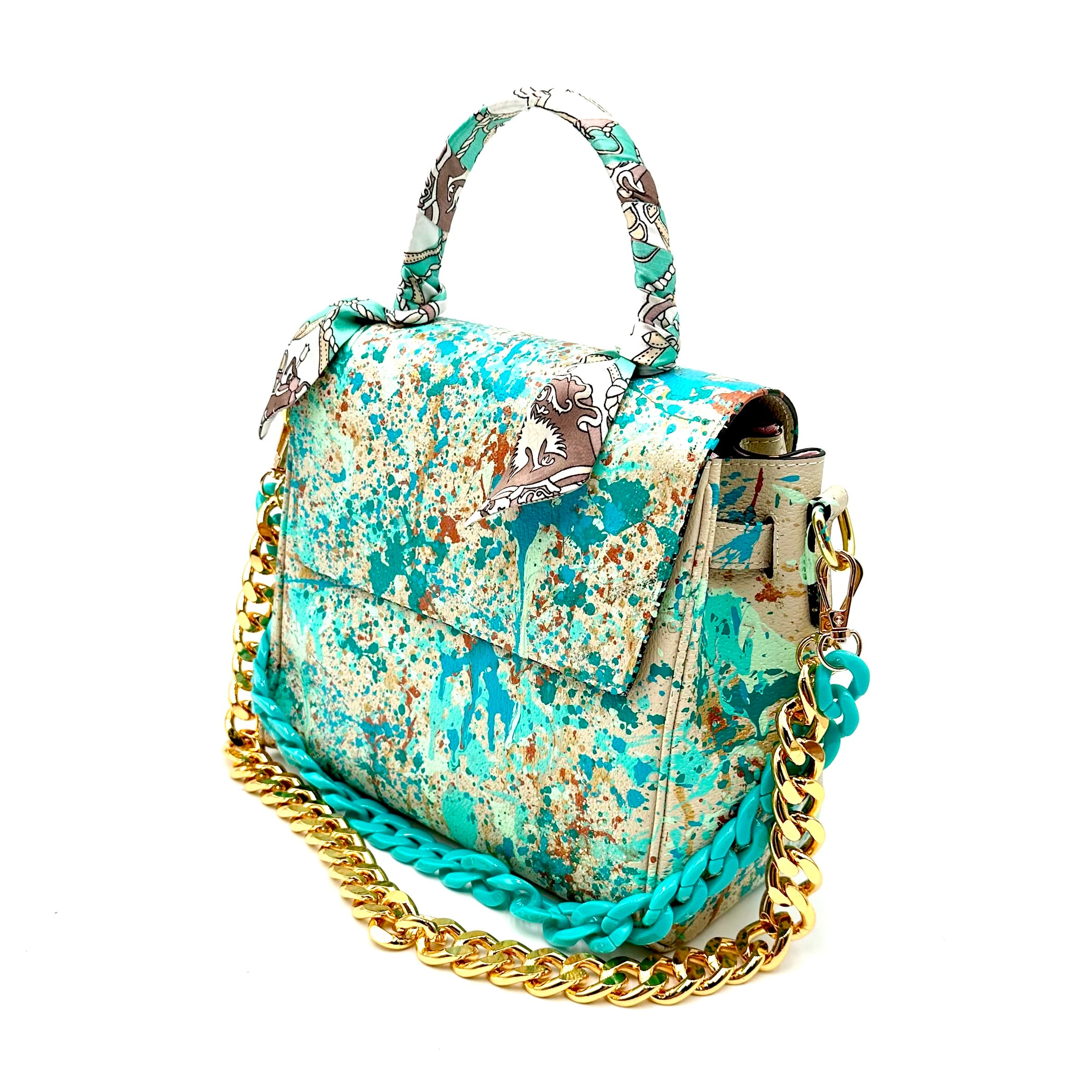 Anca Barbu Vicky white “turquoise splashes”