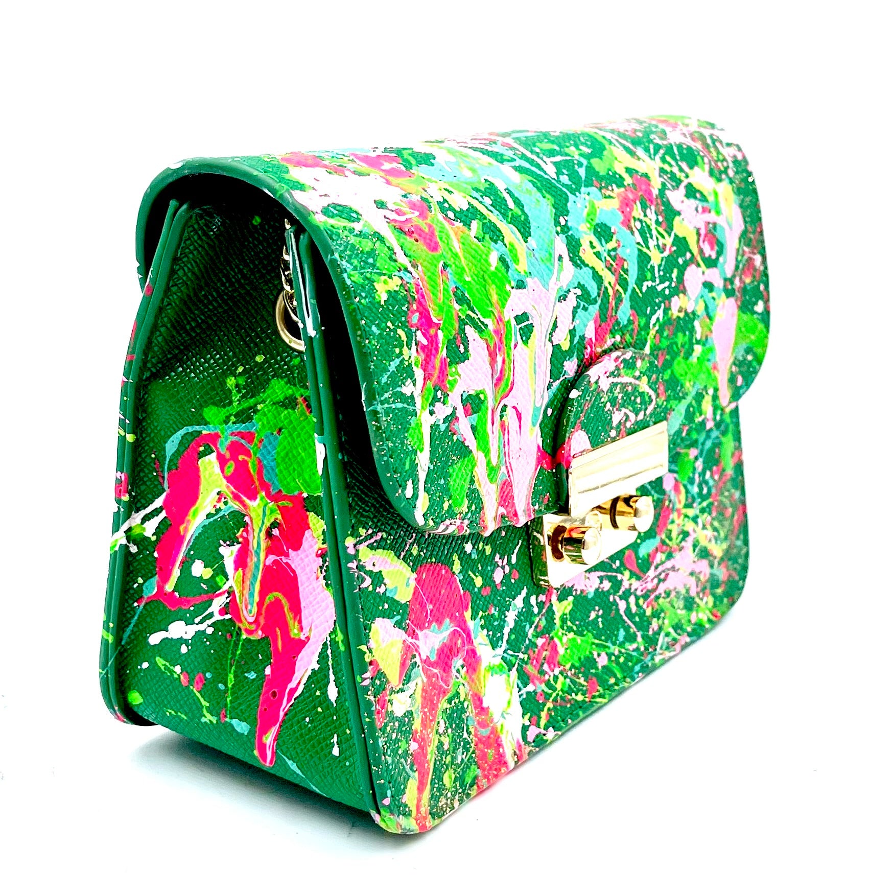 Anca Barbu Carolina Bag, Splashes, Green-Pink
