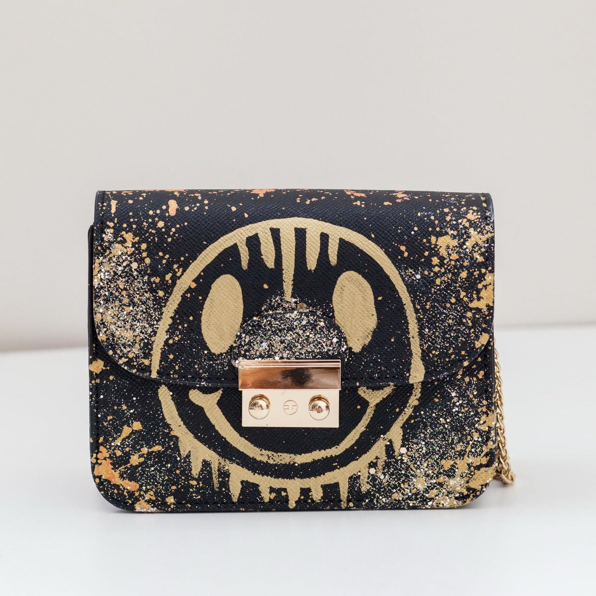 Anca Barbu Carolina Bag, Dripping Smiley, Gold