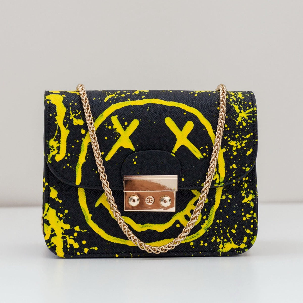 Anca Barbu Carolina Bag, Dripping Smiley, Yellow