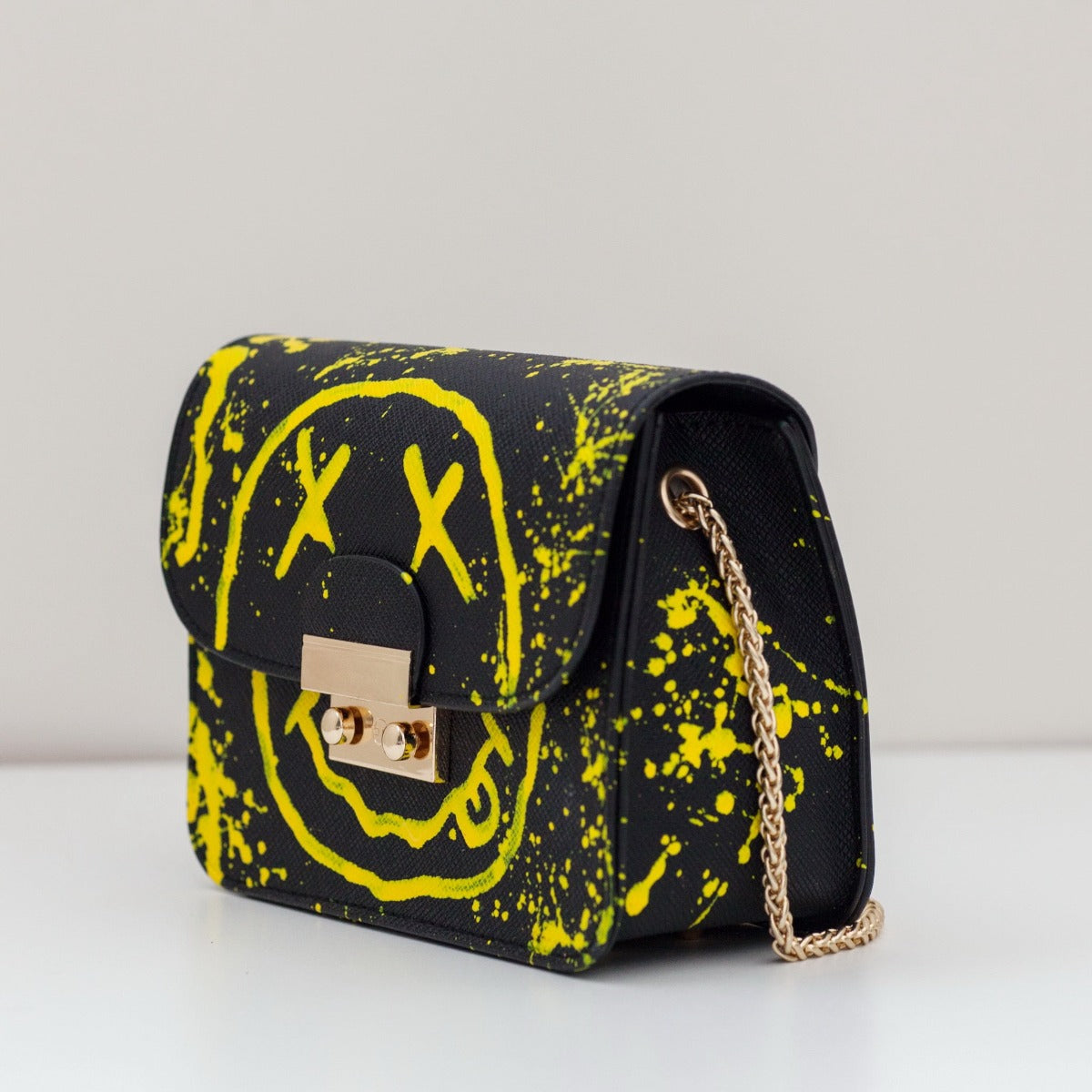 Anca Barbu Carolina Bag, Dripping Smiley, Yellow