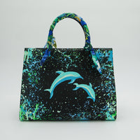 Thumbnail for Anca Barbu Sophia Bag, Dolphins, Turquoise