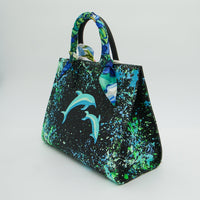 Thumbnail for Anca Barbu Sophia Bag, Dolphins, Turquoise