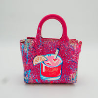 Thumbnail for Anca Barbu Camila Bag, Cocktail With Cherries and Oranges, Pink and Blue